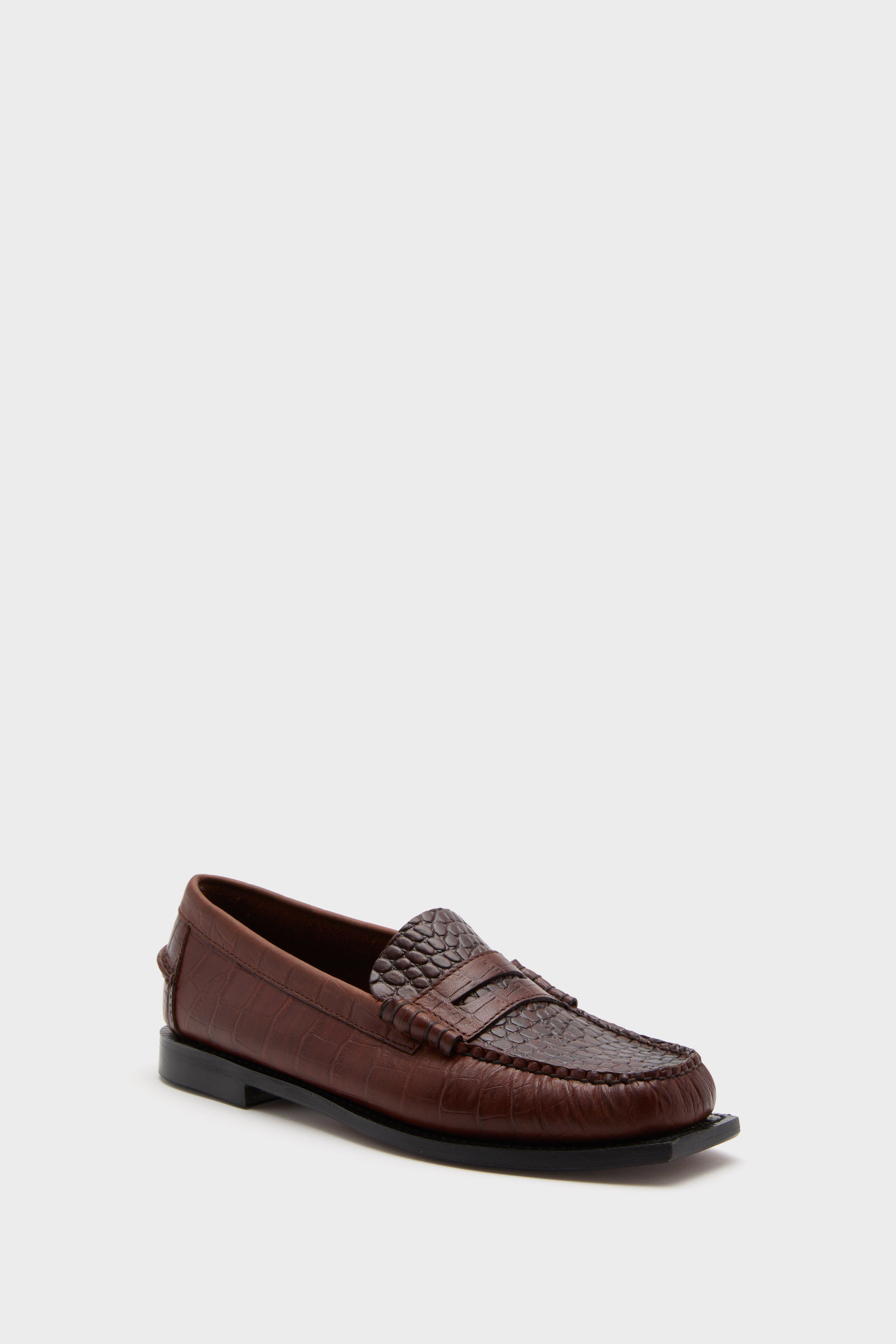 Brown Madison Crocodile Loafers-Beilave