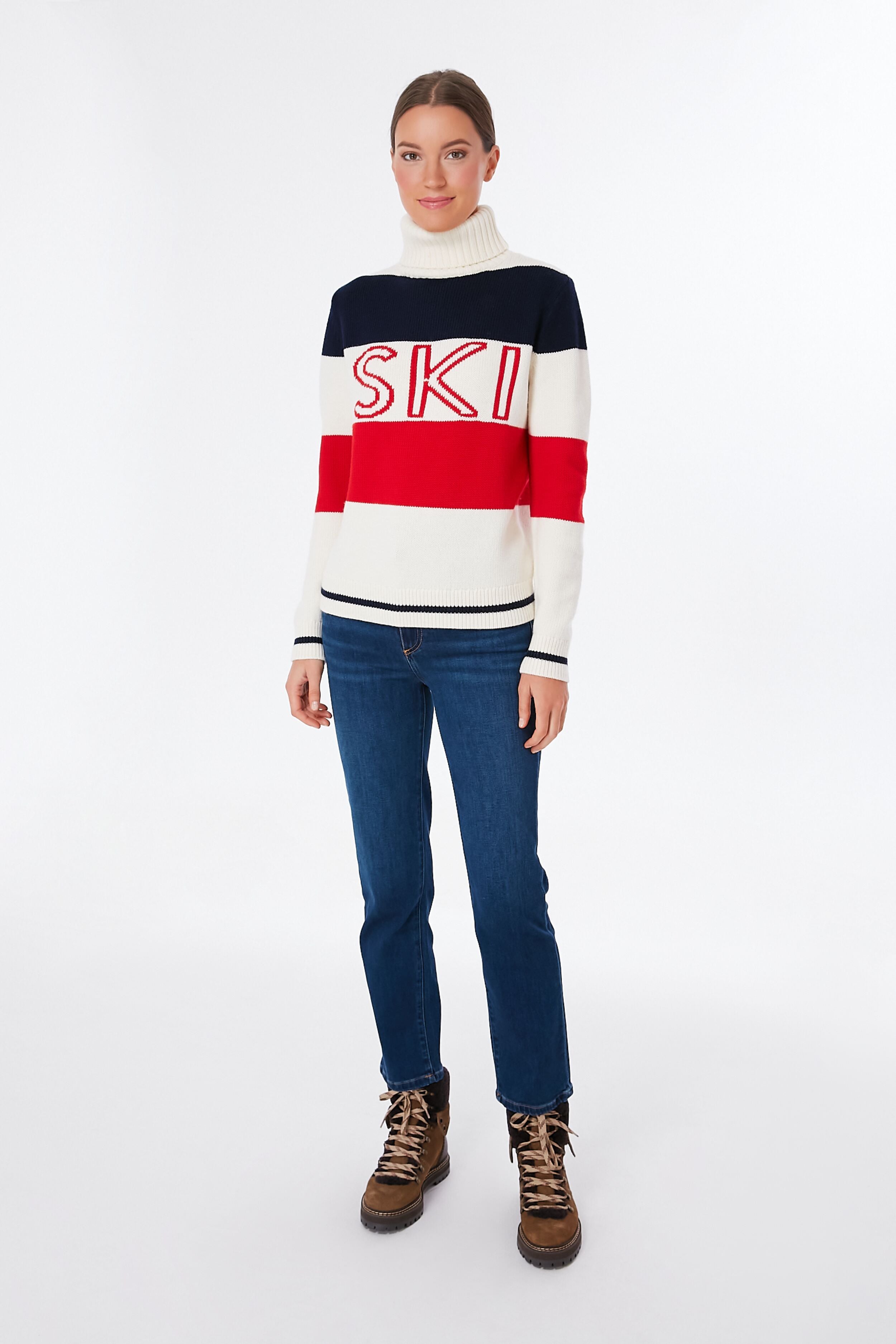 Red Snow White and Navy Frostine Sweater-Beilave