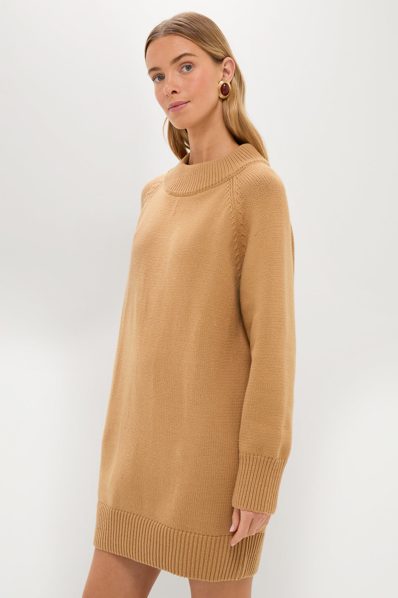 Heavyweight Camel Kristen Sweater Dress-Beilave