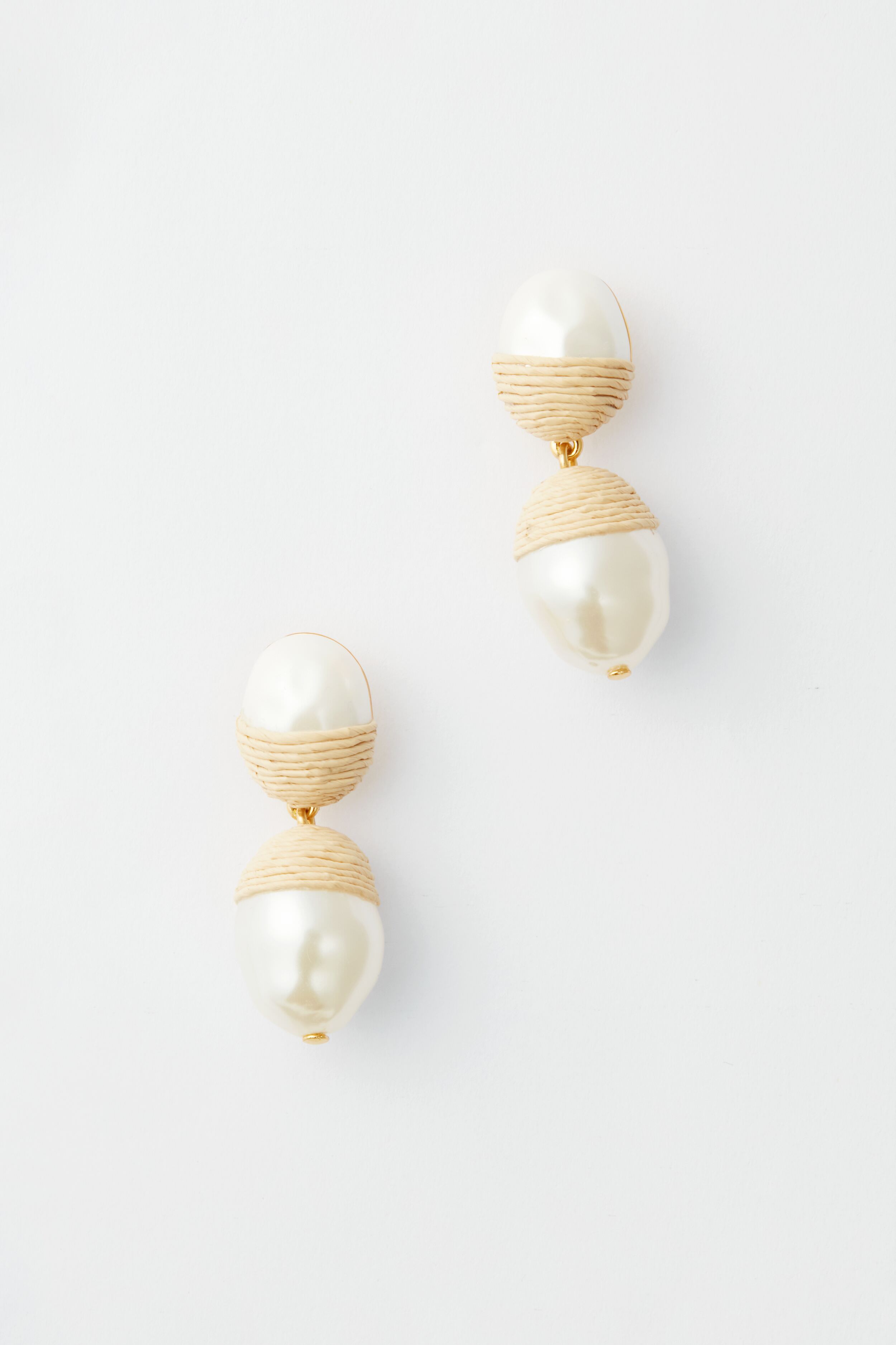 Raffia and Pearl Nelle Earrings-Beilave