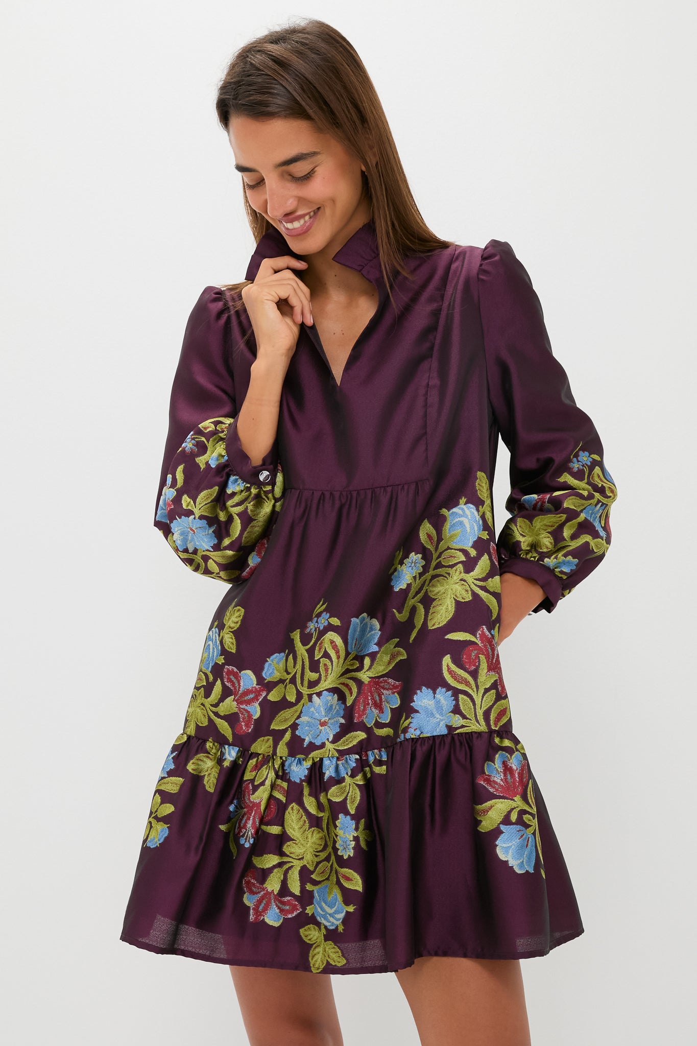 Winetasting Dianthus Jacquard Palmerston Dress-Beilave