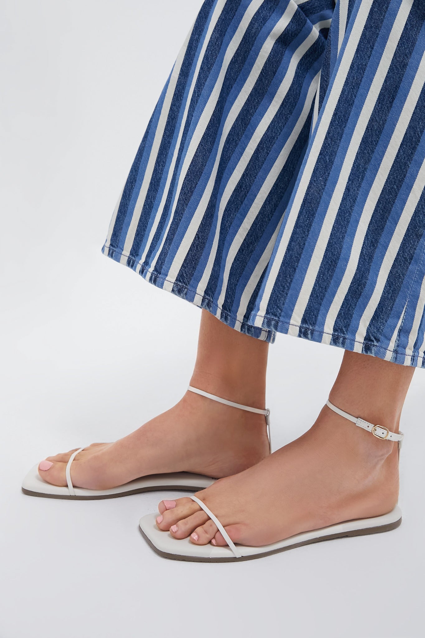 Cream Square Toe Twiggy Sandals-Beilave