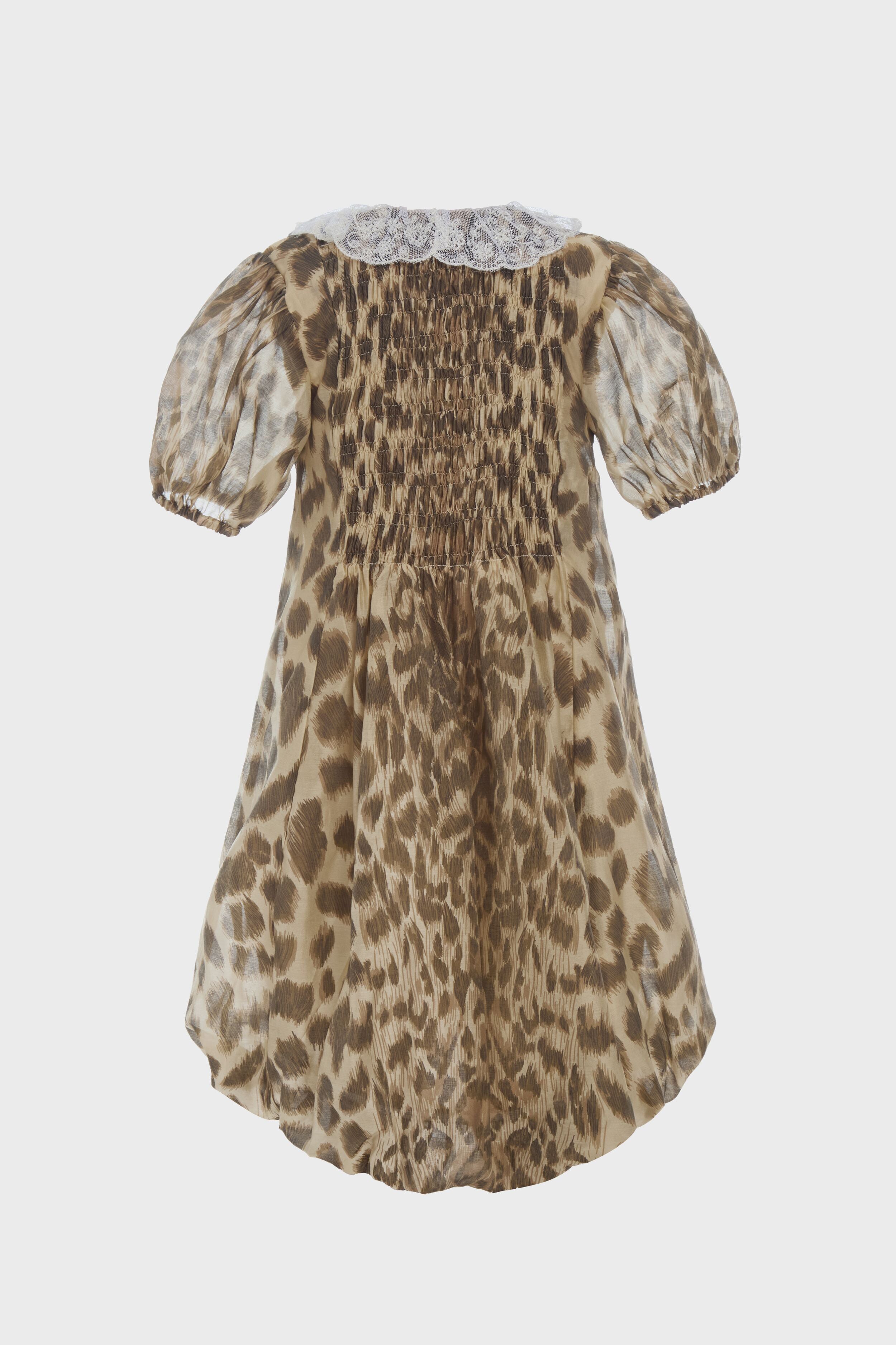 Cream Claude Print Bubble Dress-Beilave