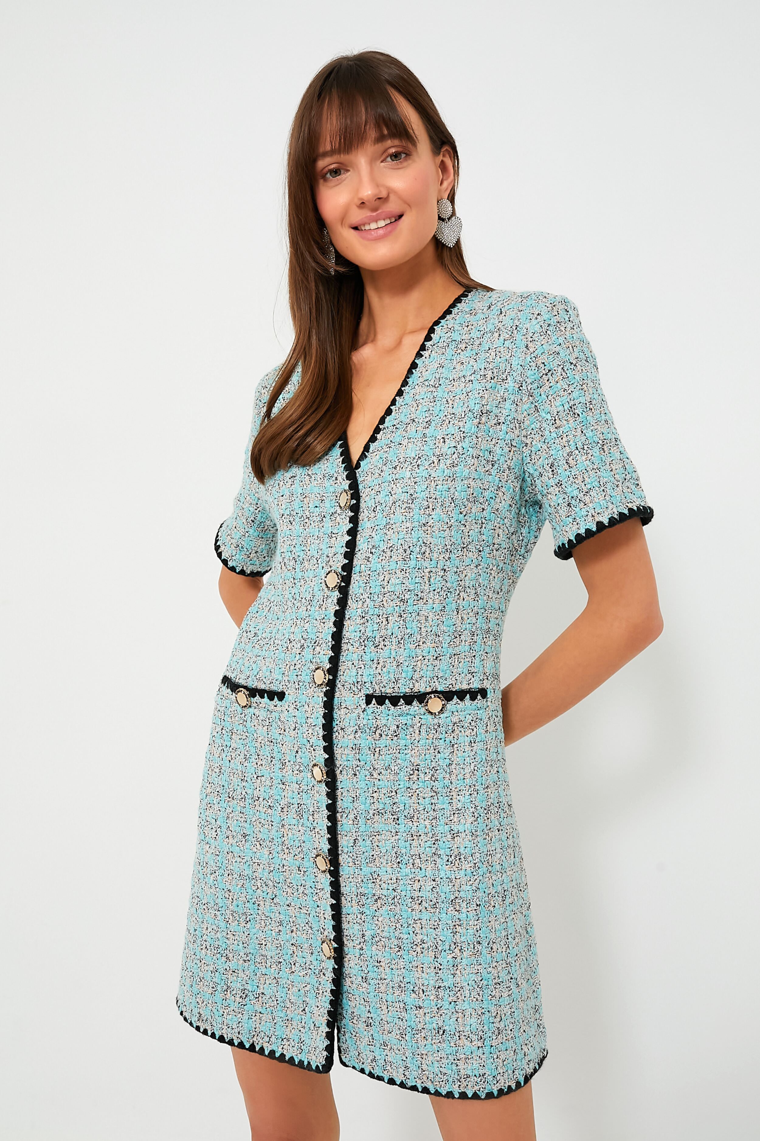 Blue Tweed Josephine Dress-Beilave
