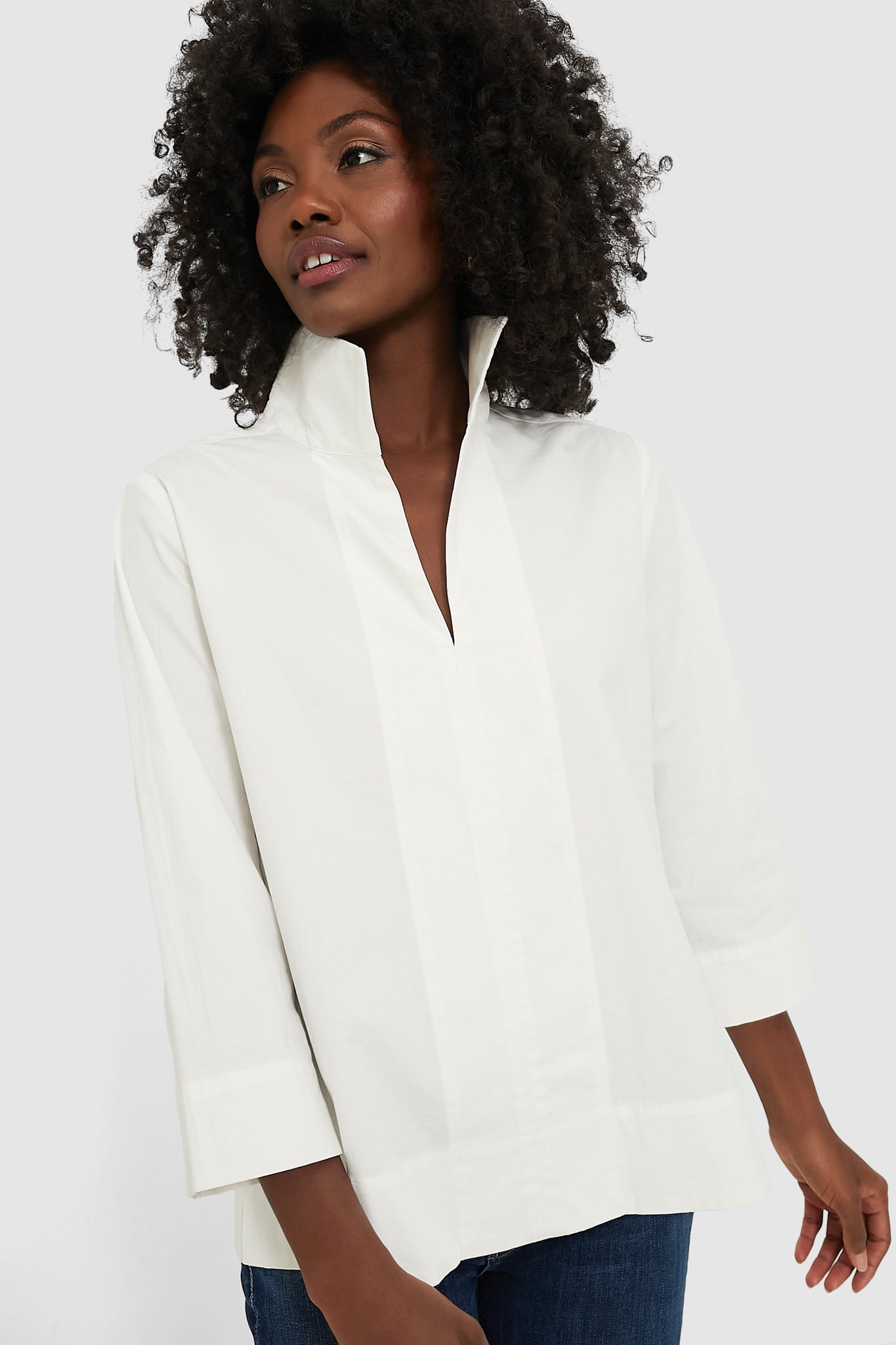 White Margot Stand Collar Blouse-Beilave
