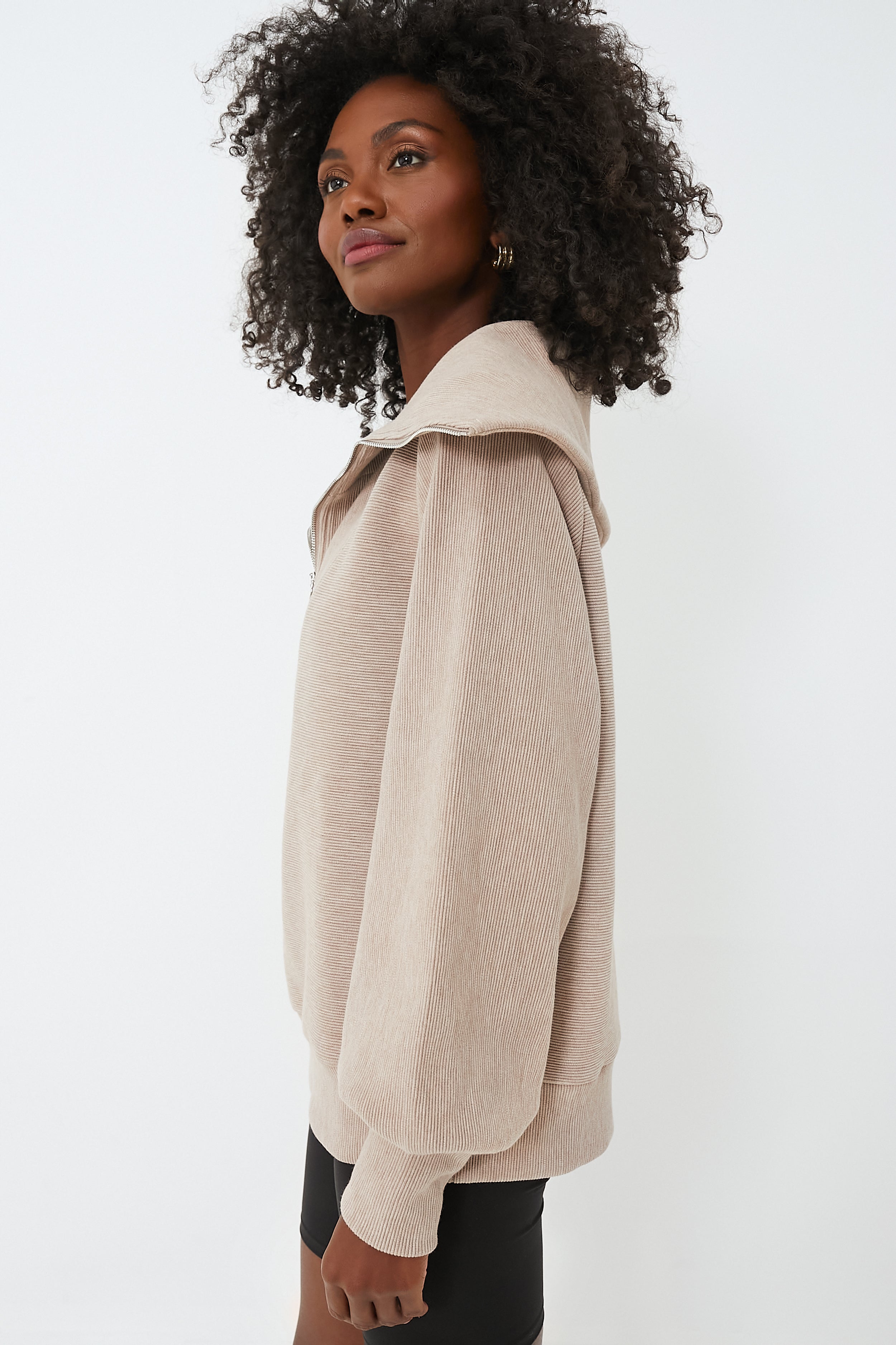Taupe Marl Vine Half Zip-Beilave