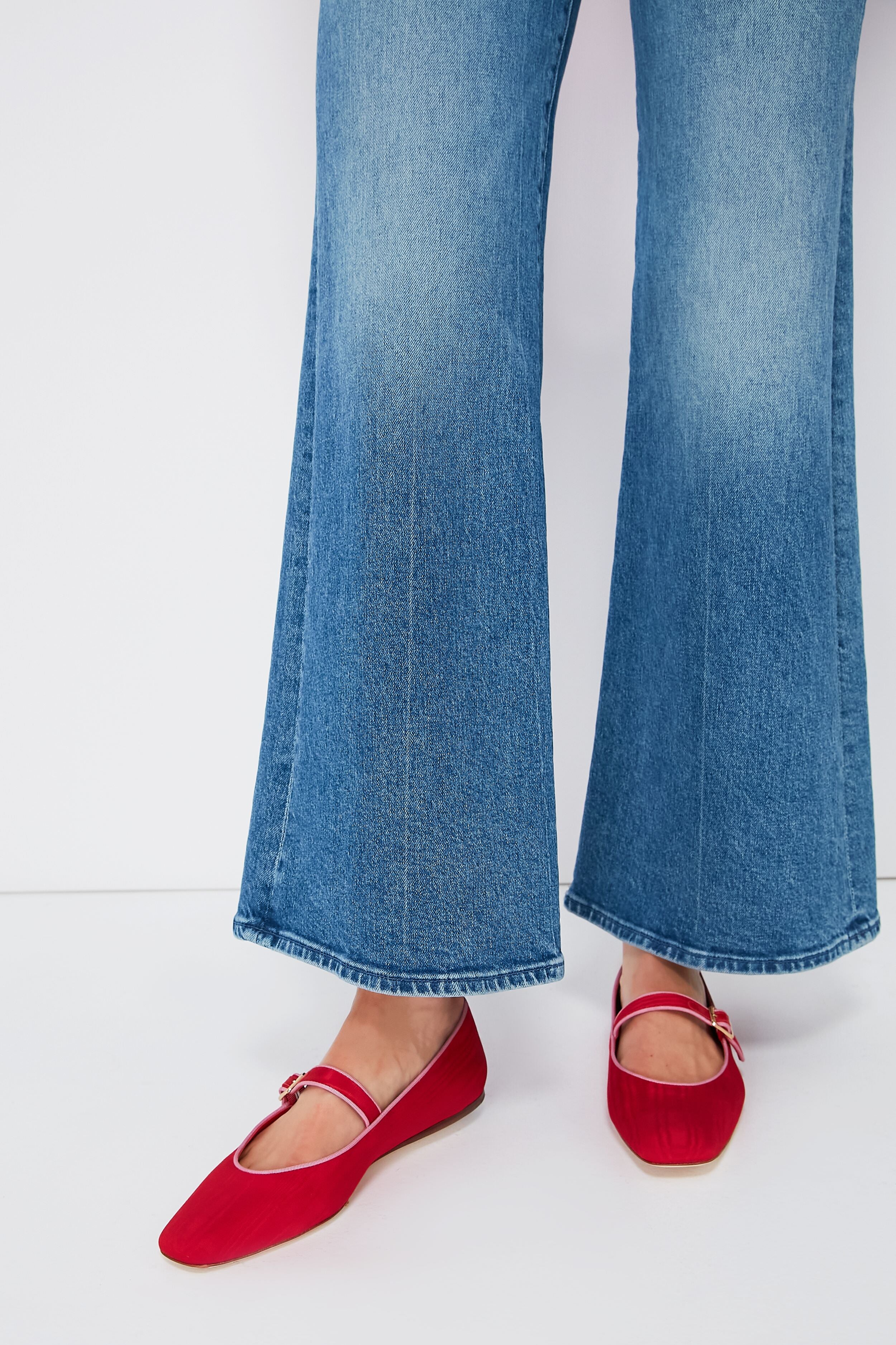 Red Moire Ginger Mary Jane Flat-Beilave