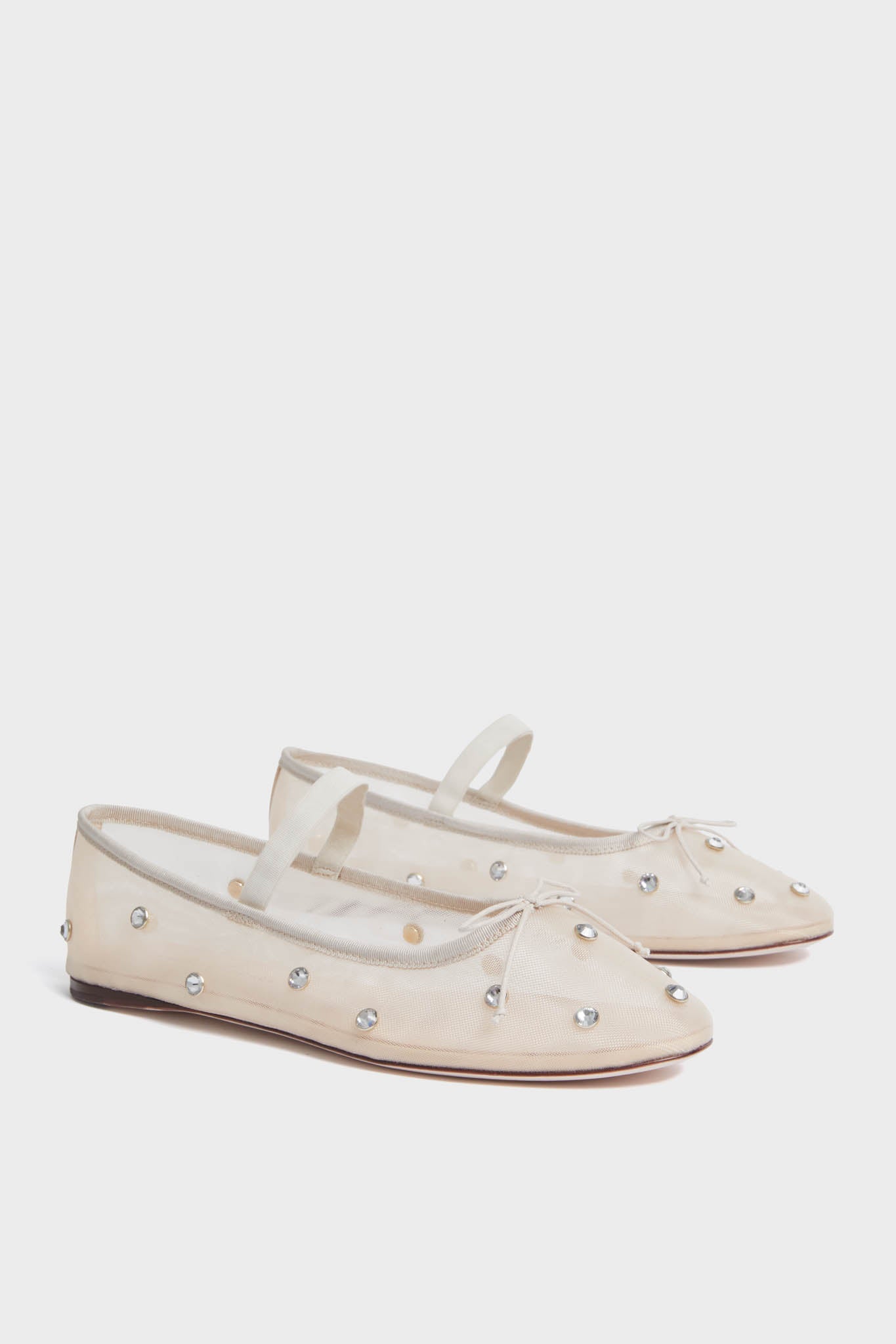 Cream Mesh with Clear Rhinestones Leonie Flats-Beilave