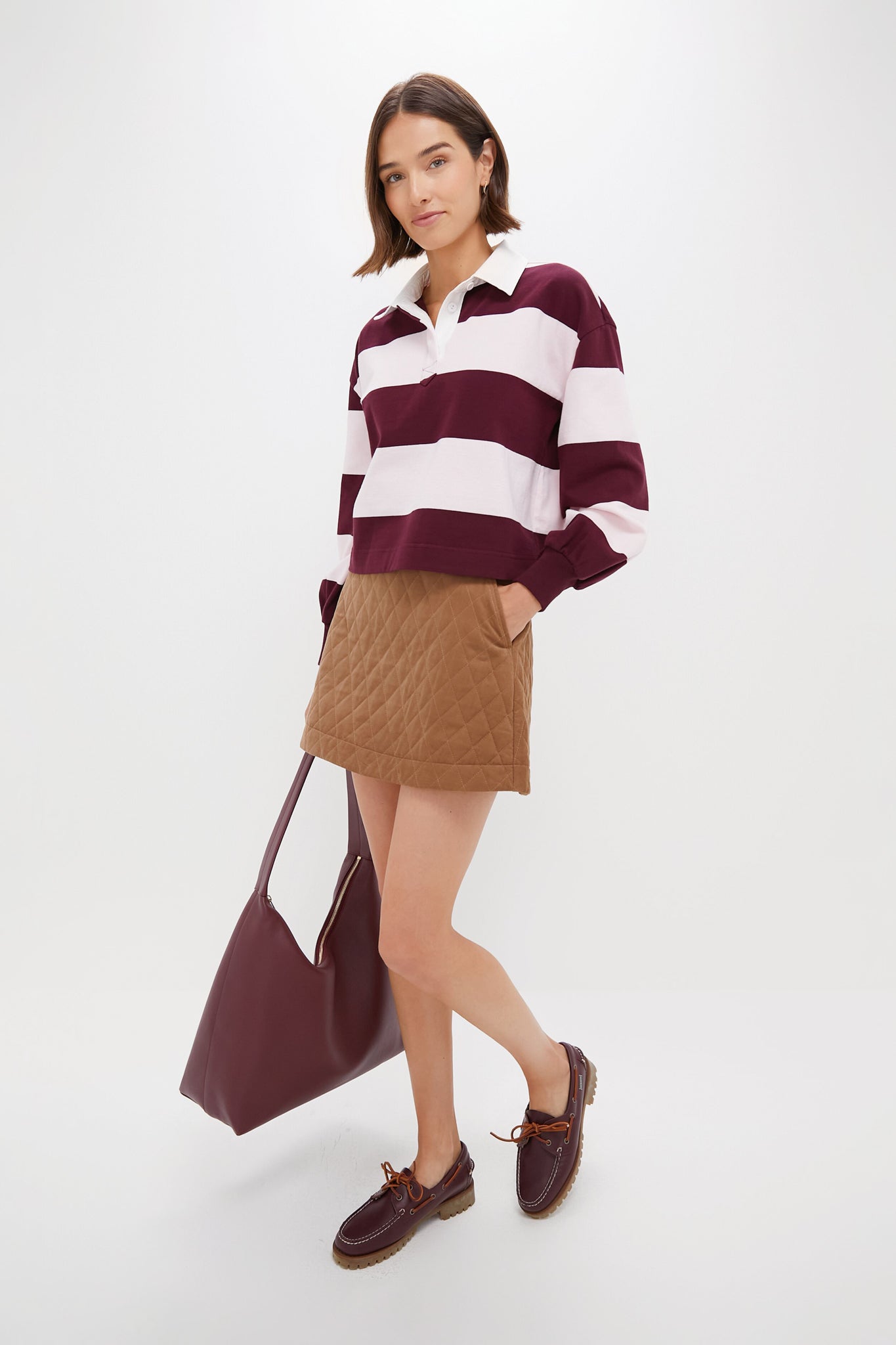 Brown Quilted Corduroy Marlene Mini Skirt-Beilave