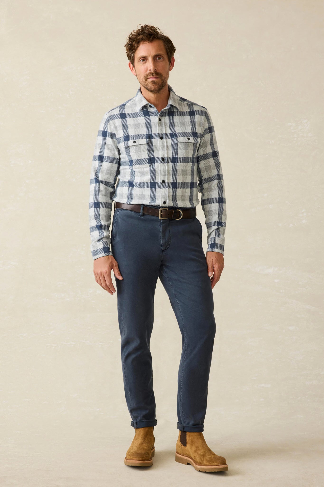 Snowy Night Check Legend Sweater Shirt-Beilave