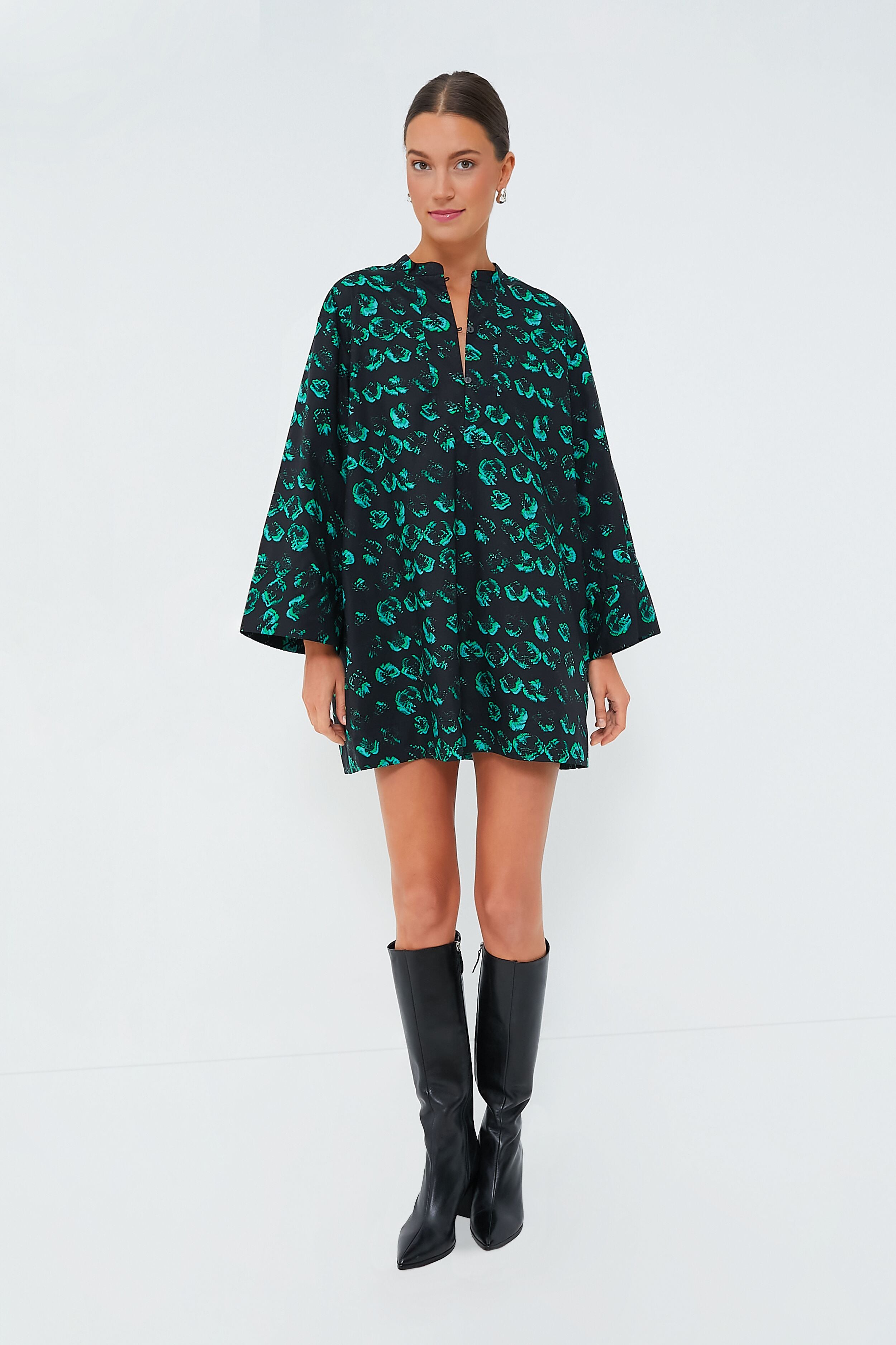 Green Distorted Pansy Abi Dress-Beilave