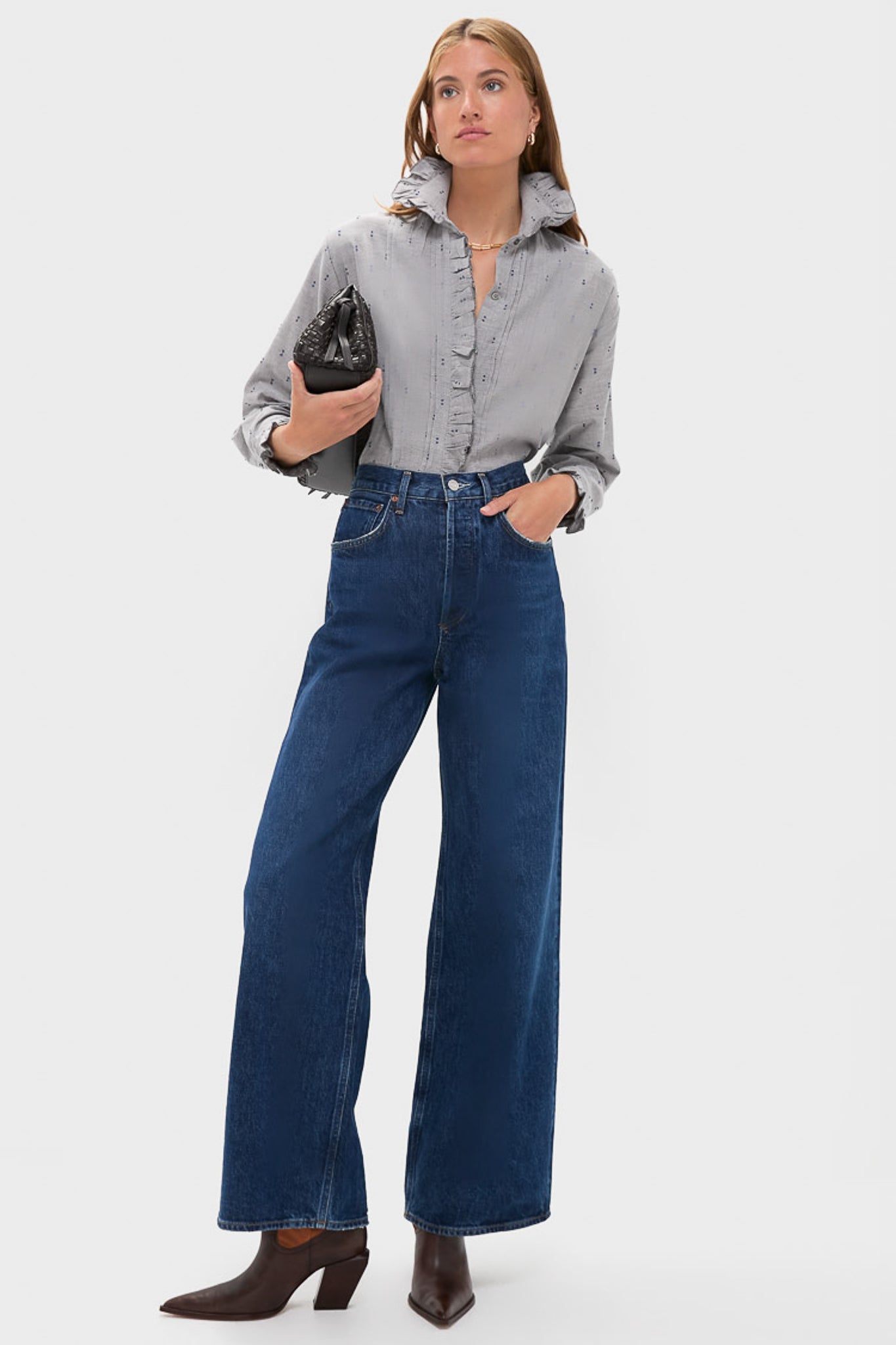 Indigo Dots French Heirloom Shirt-Beilave