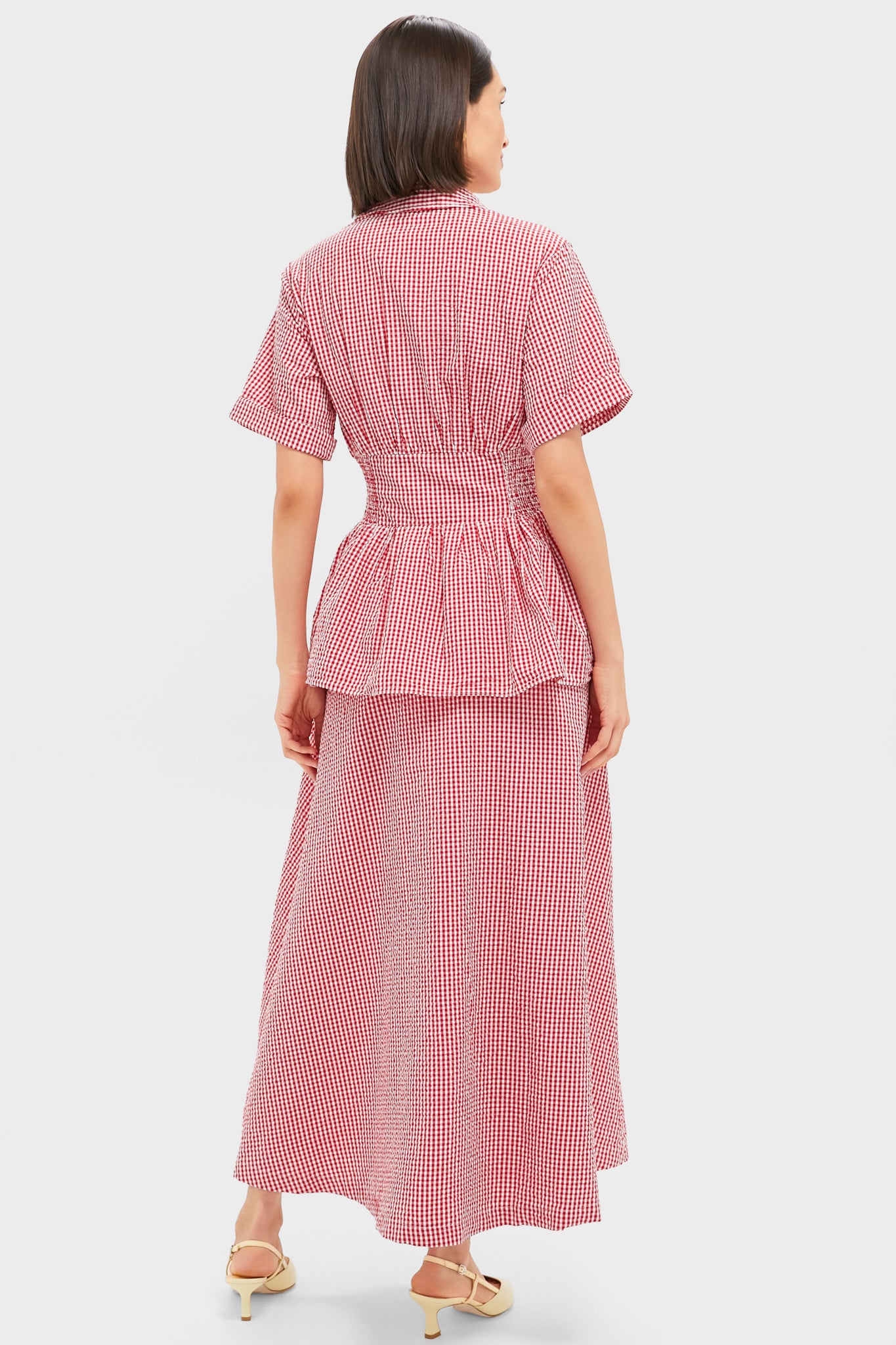 Red Gingham Boogie Woogie Bugle Boy Dress-Beilave