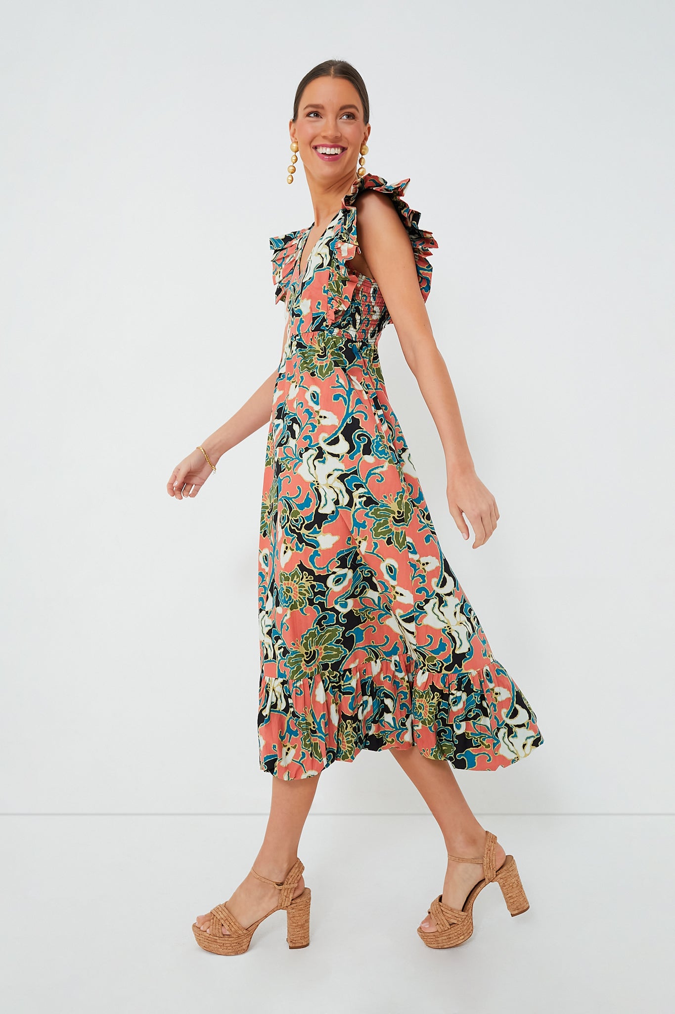 Gypsy Bloom Barbara Printed Midi Dress-Beilave
