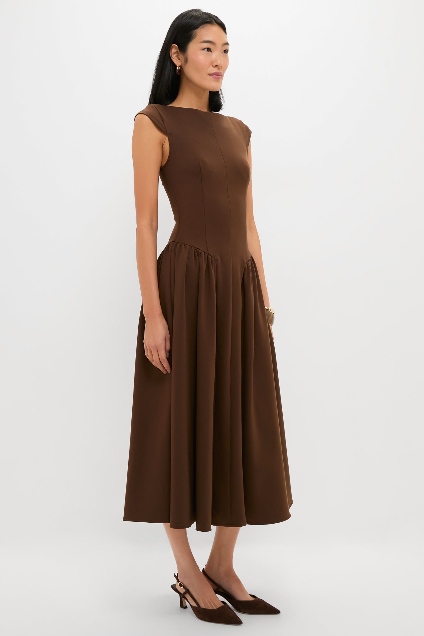 Chocolate Lysandra A Line Midi Dress-Beilave