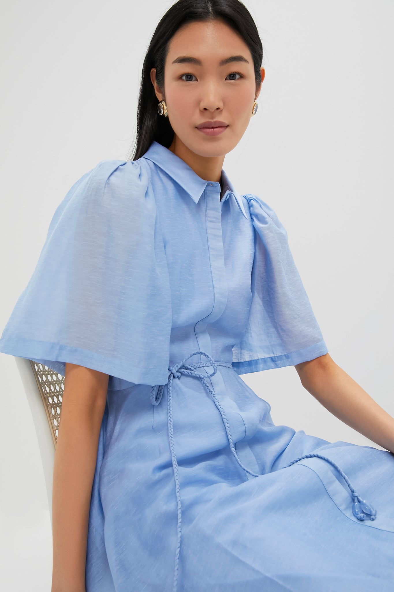 Powder Blue Cindy Midi Dress-Beilave