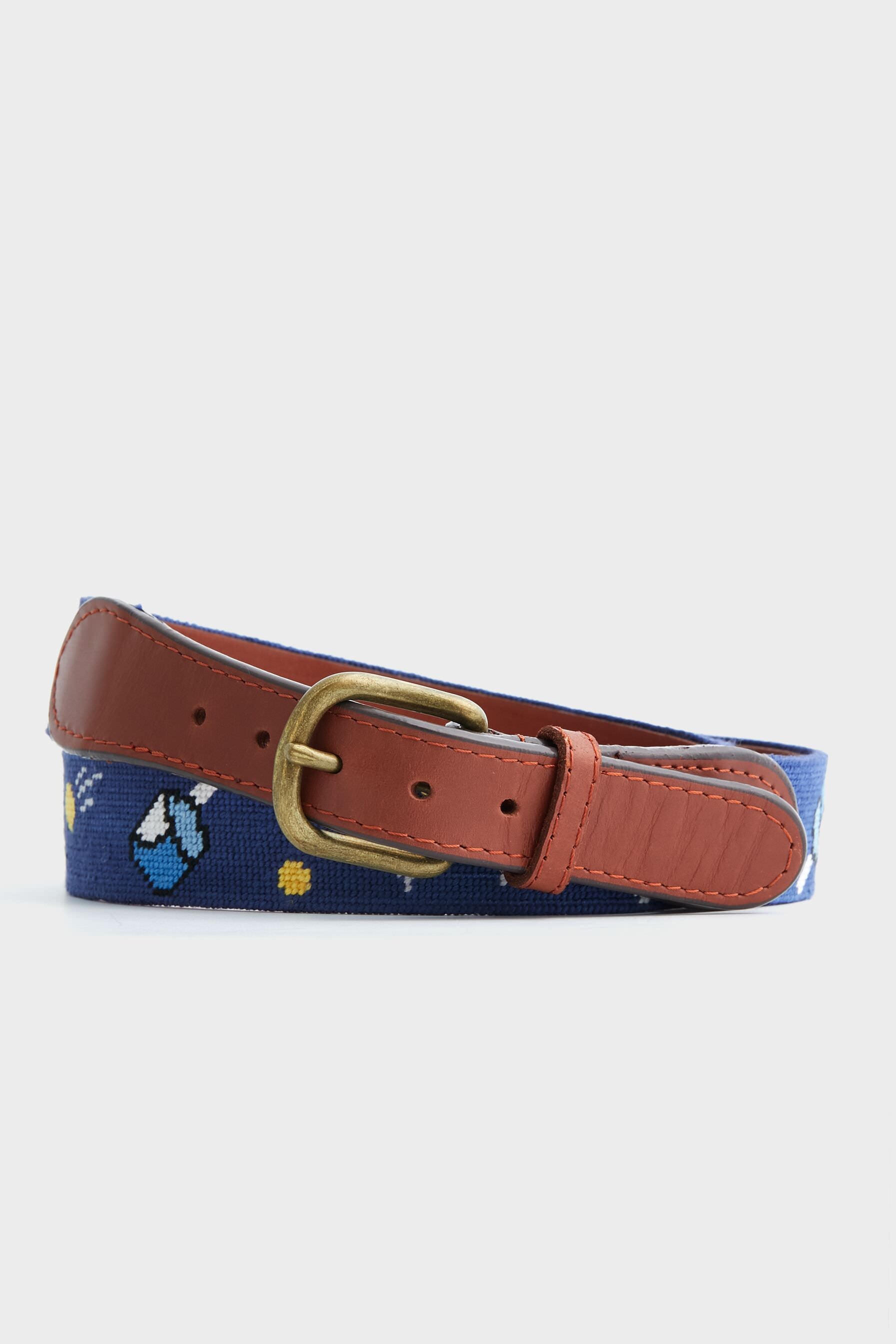 Navy Wacky Pickleball Needlepoint Belt-Beilave