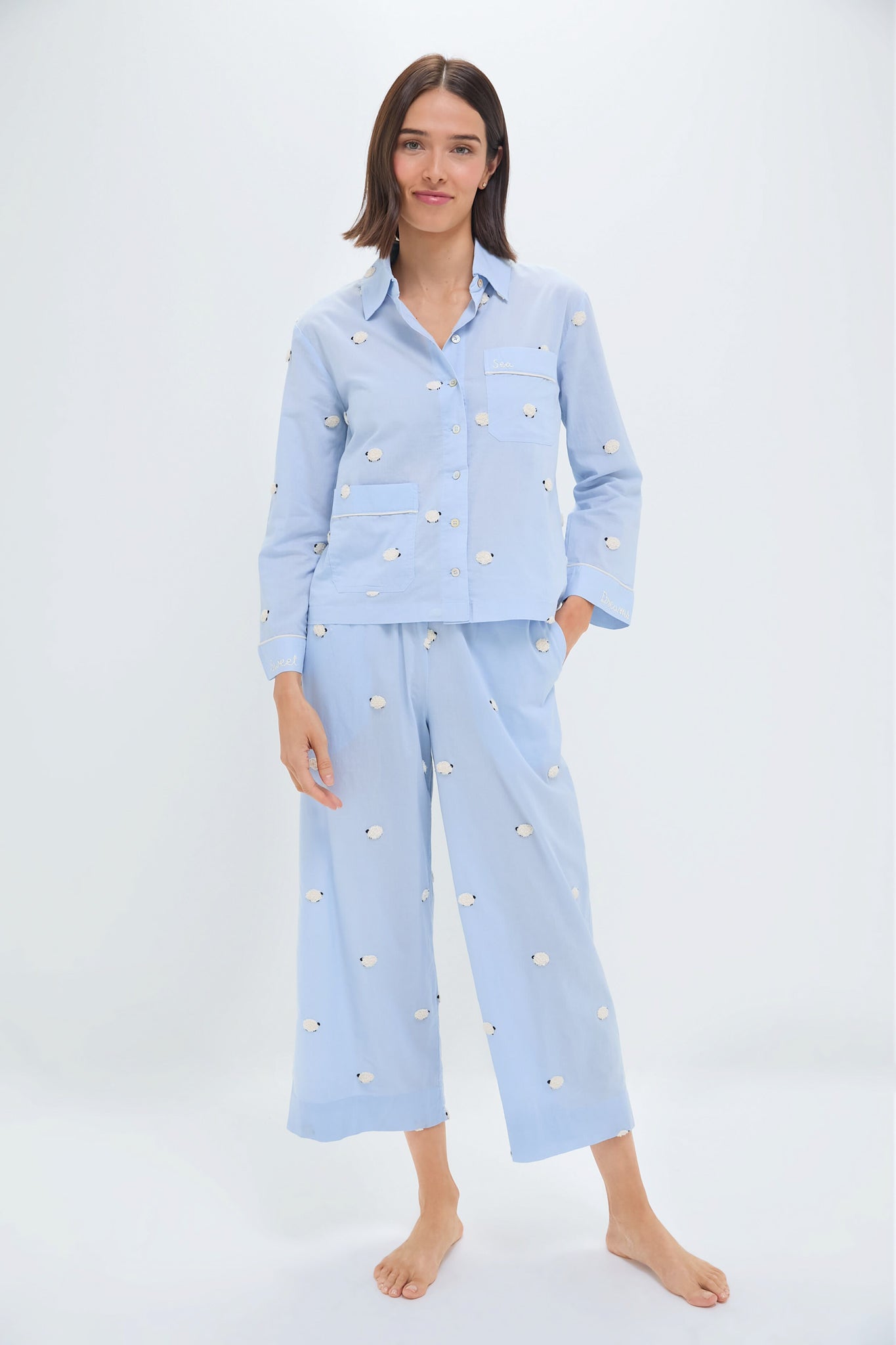 Sky Sheep Sleepwear Button Down PJ Set-Beilave