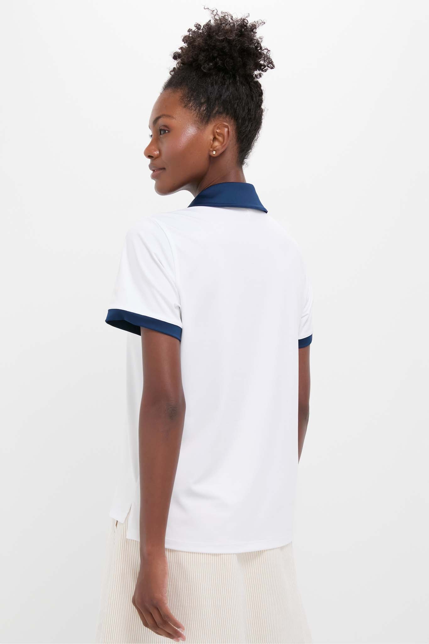 White and Blue Performance Jersey Zoe Polo-Beilave