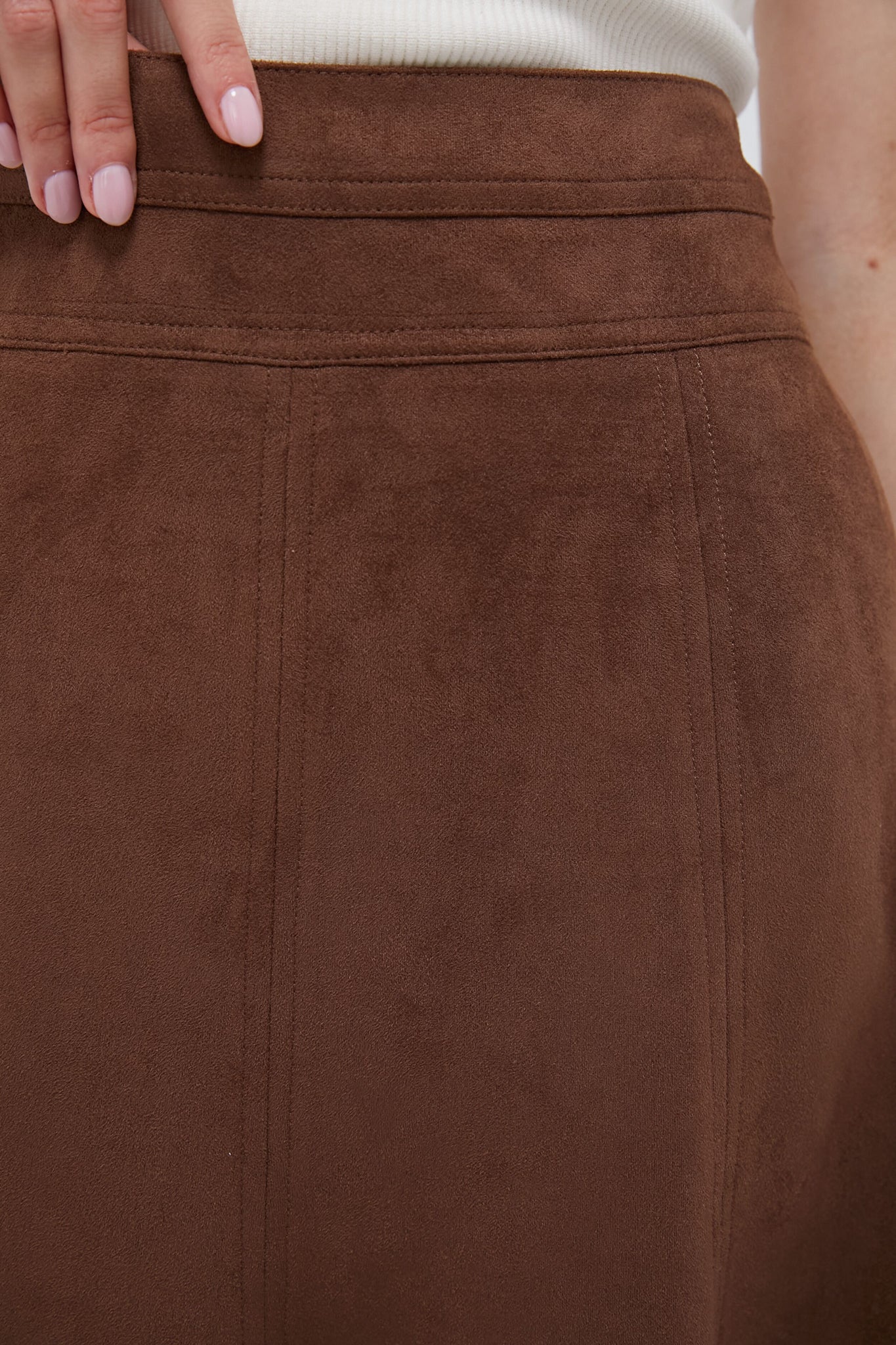 Chocolate Suede Brynn Skirt-Beilave