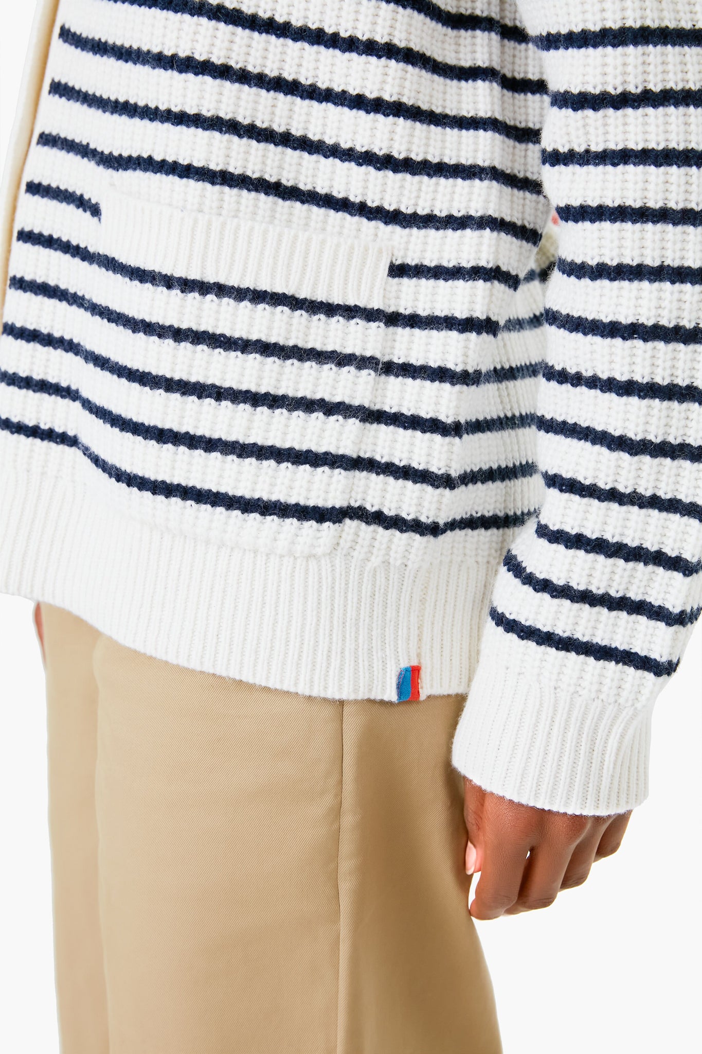 The Cream and Navy Monica Cardigan-Beilave