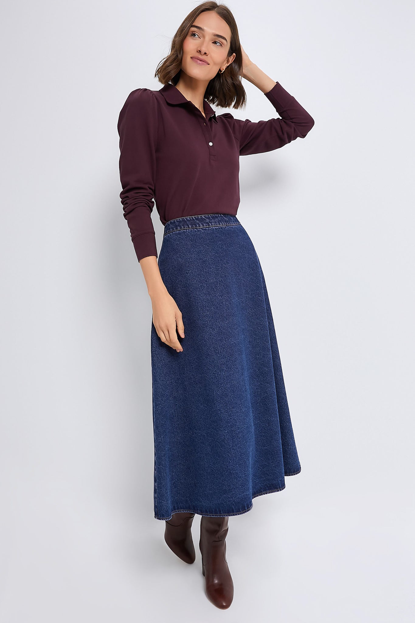 Winetasting Long Sleeve Pique Puff Sleeve Peggy Polo-Beilave