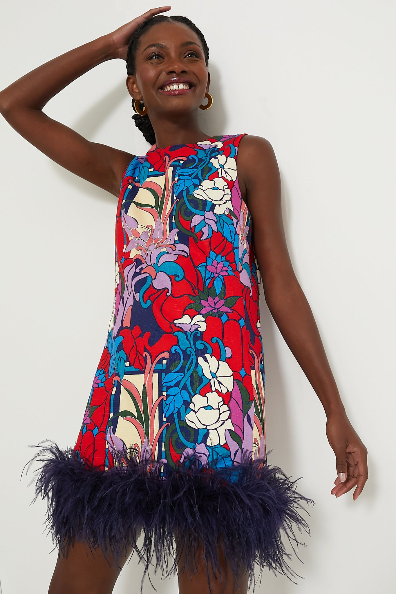 Climbing Cosmos Sleeveless Mod Ellie Dress-Beilave