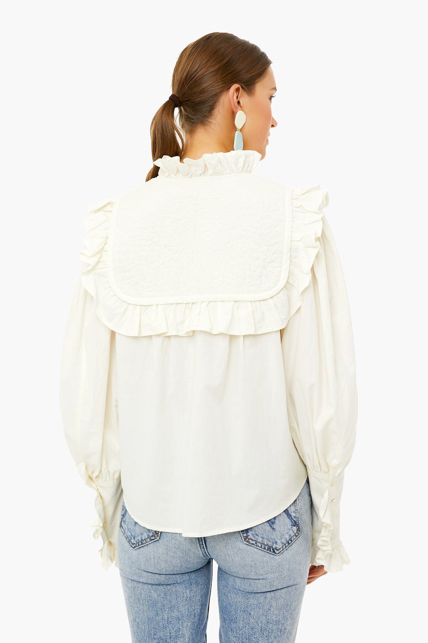 Cream Stan Sandwashed Longsleeve Quilted Top-Beilave