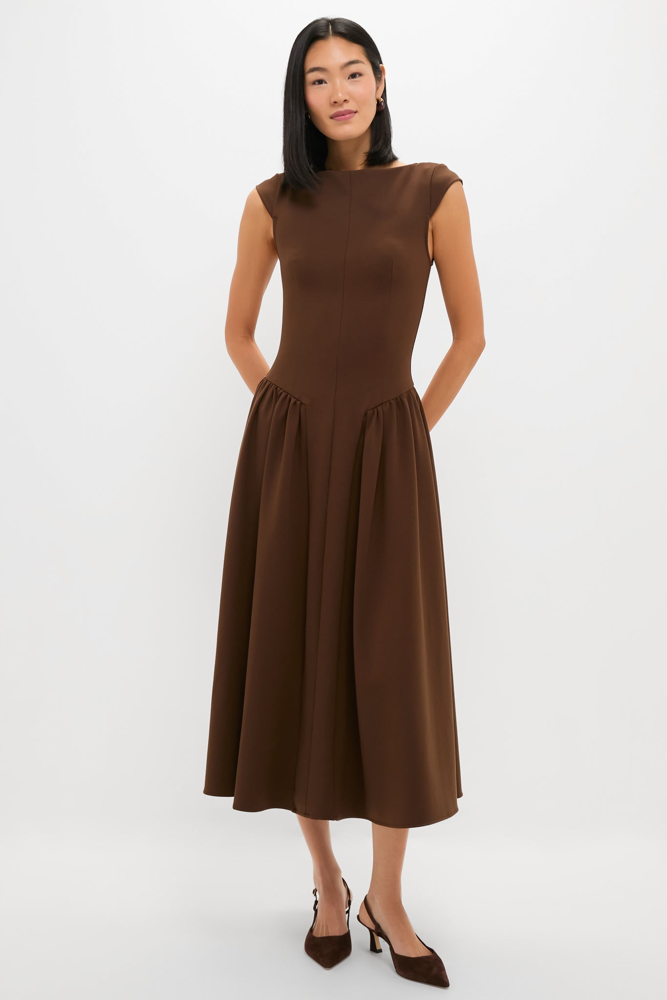 Chocolate Lysandra A Line Midi Dress-Beilave