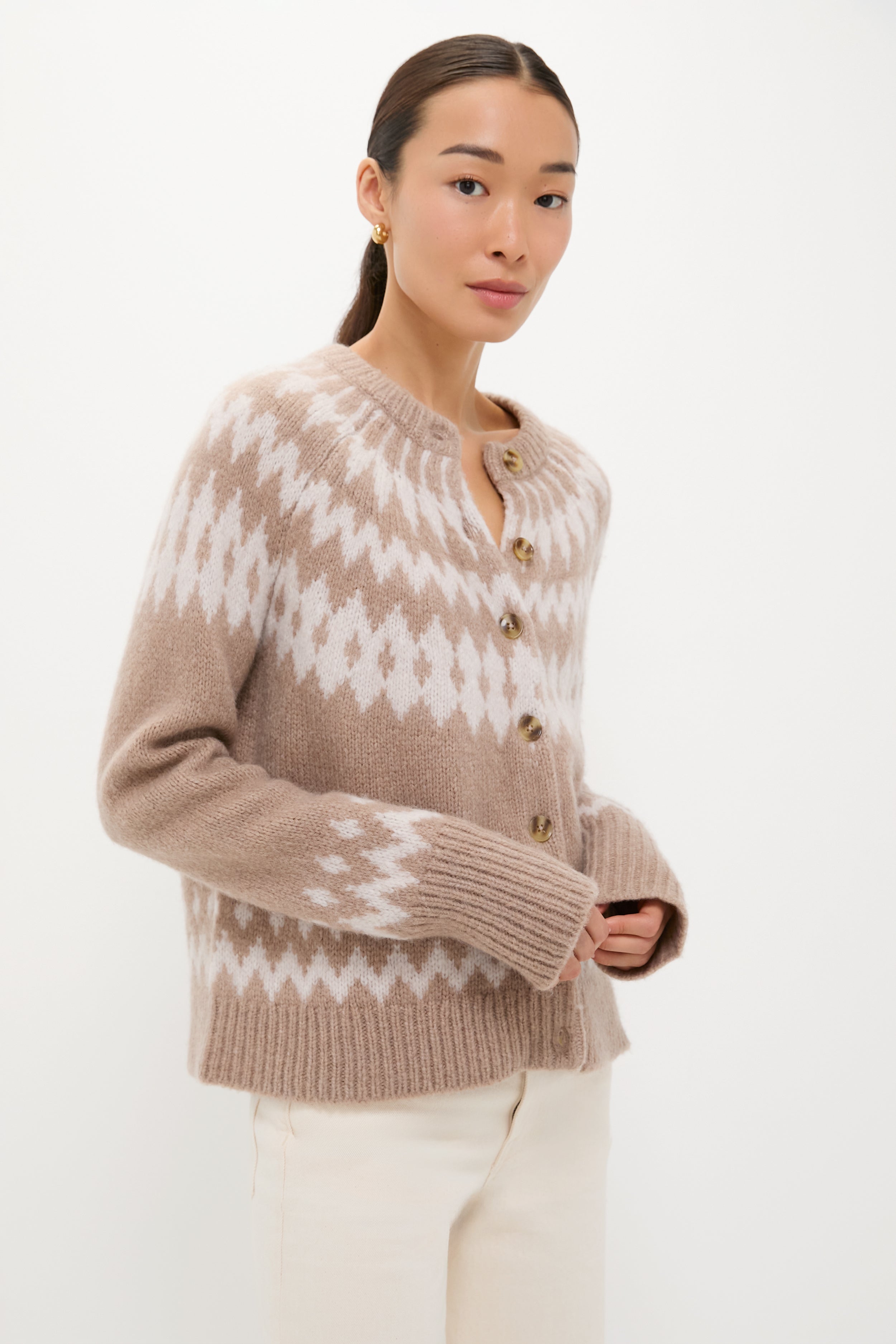 Brown and Gray Marlow Fair Isle Cardigan-Beilave