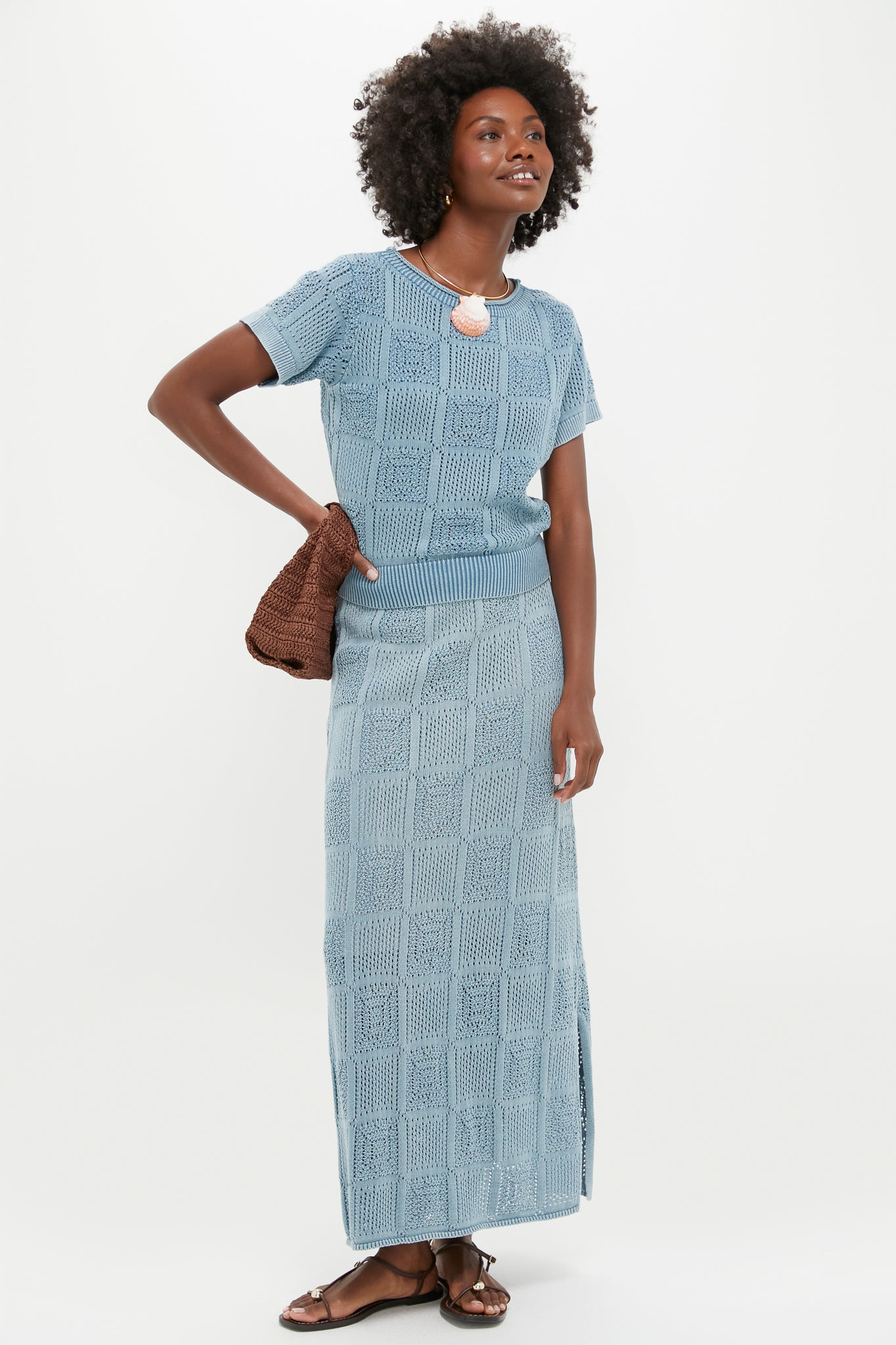 Indigo Pointelle Porter Top-Beilave