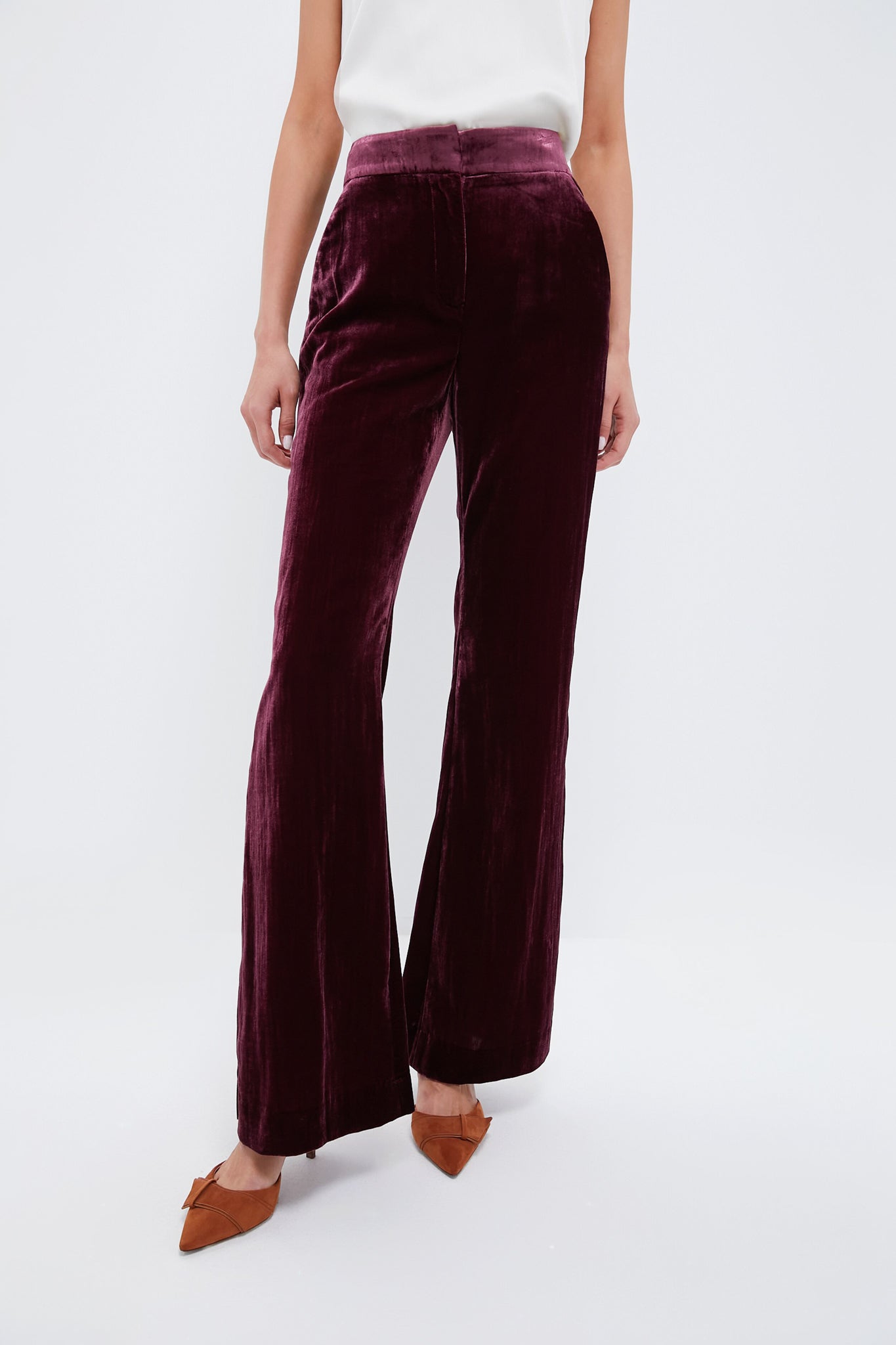 Wine Lebone Velour Pant-Beilave