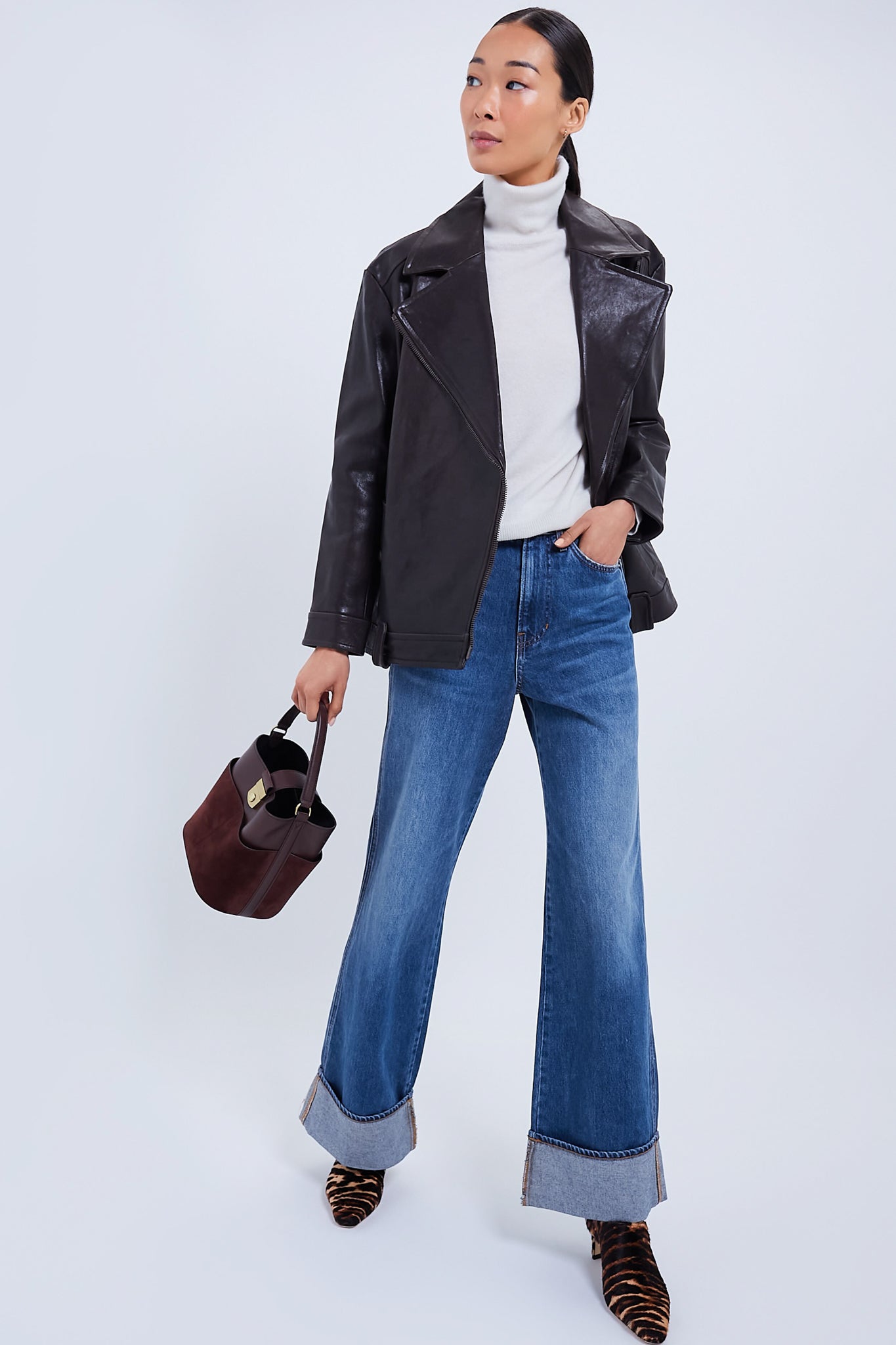 Rebel Stone Taylor Cuffed High Rise Wide Leg-Beilave