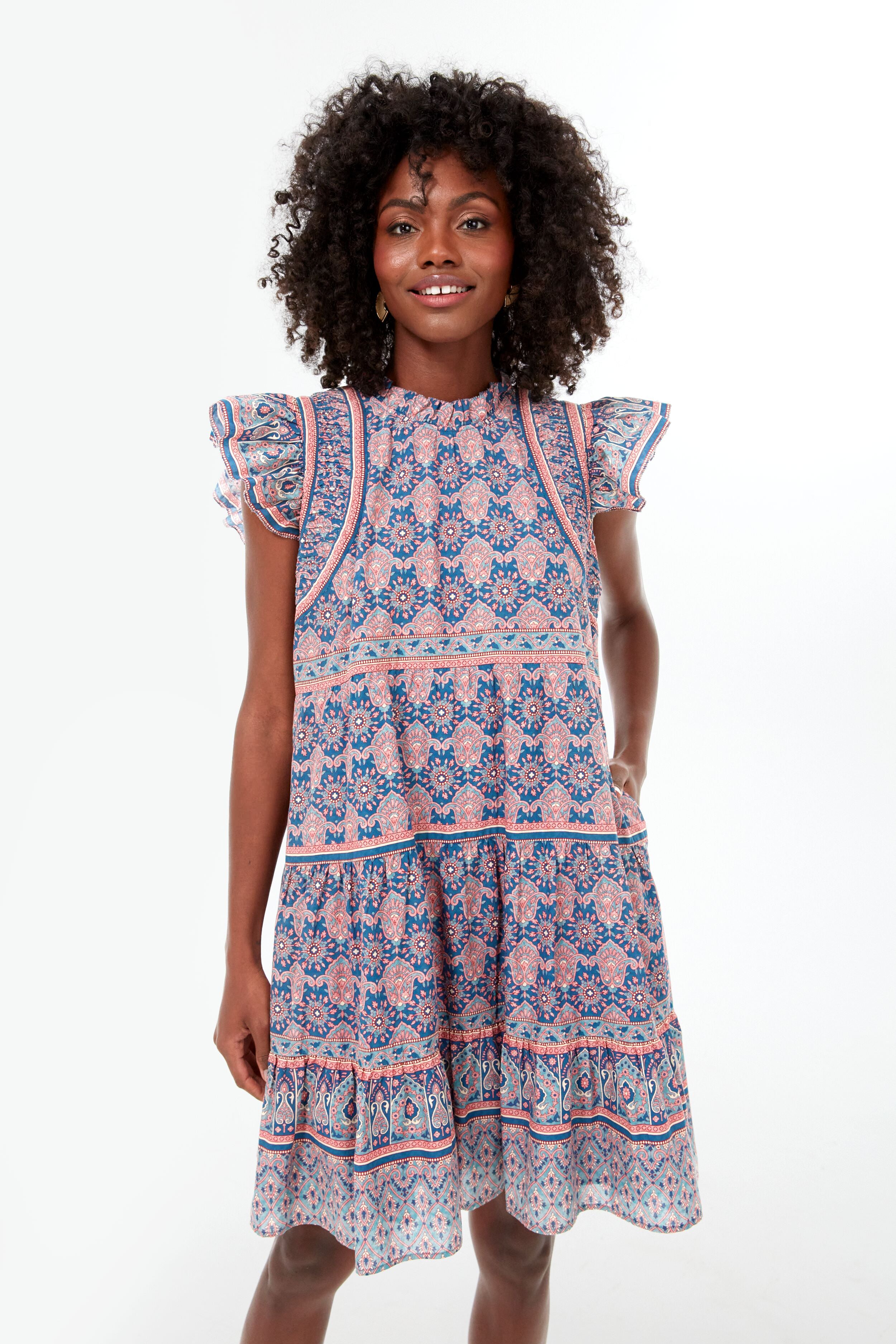 Exclusive Lilac Parker Print Border Tunic Dress-Beilave