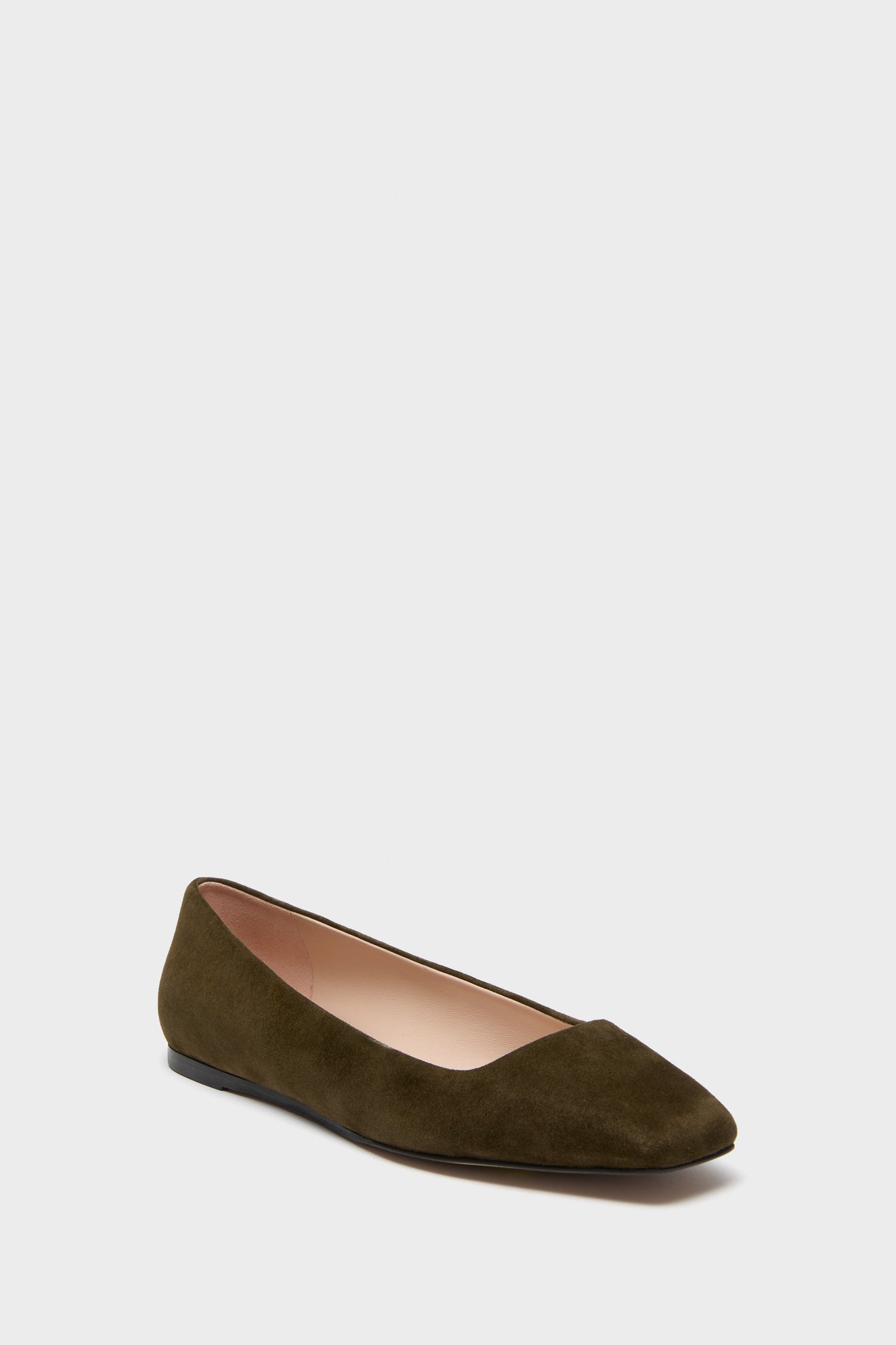 Dark Olive Suede Nadia Flats-Beilave