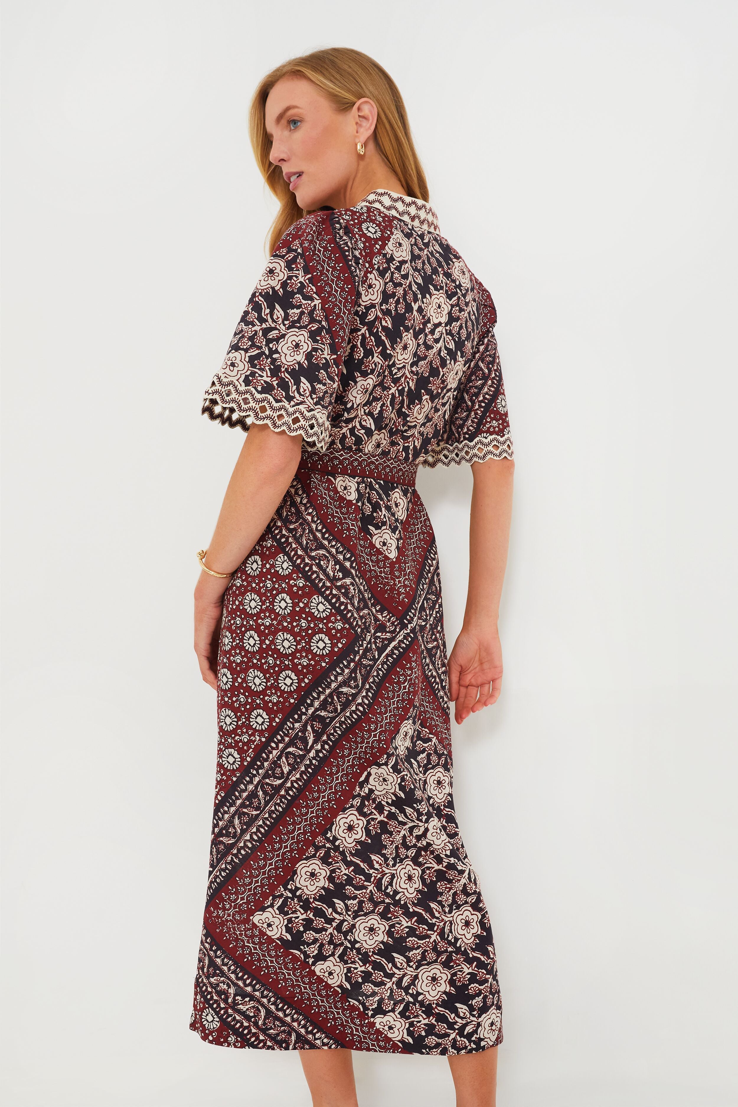 Red Danae Print Shortsleeve Dress-Beilave