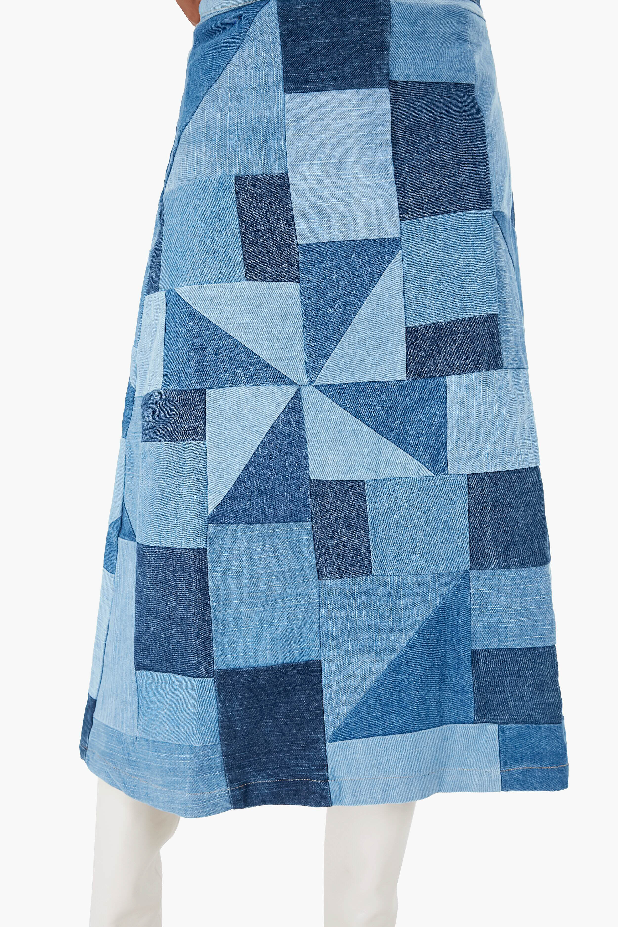 Diego Denim Patched Skirt-Beilave