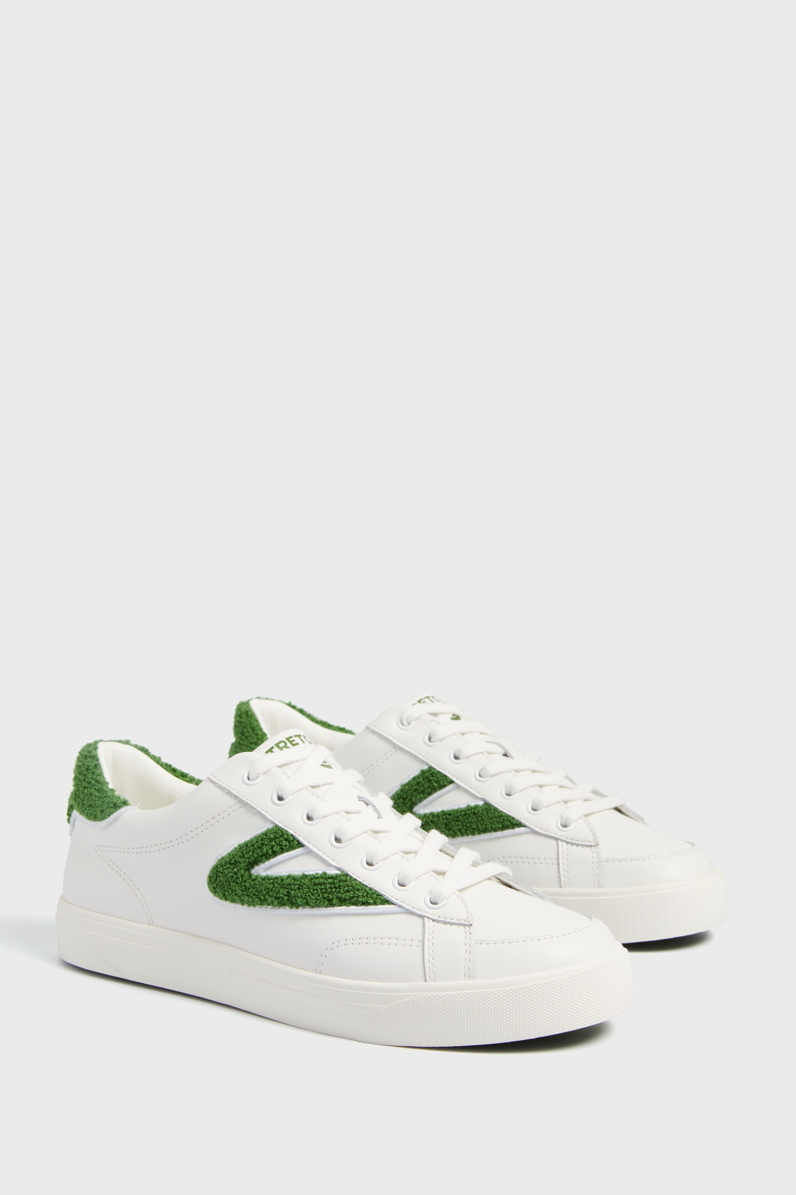 White and Green Mixed Doubles Sneakers-Beilave