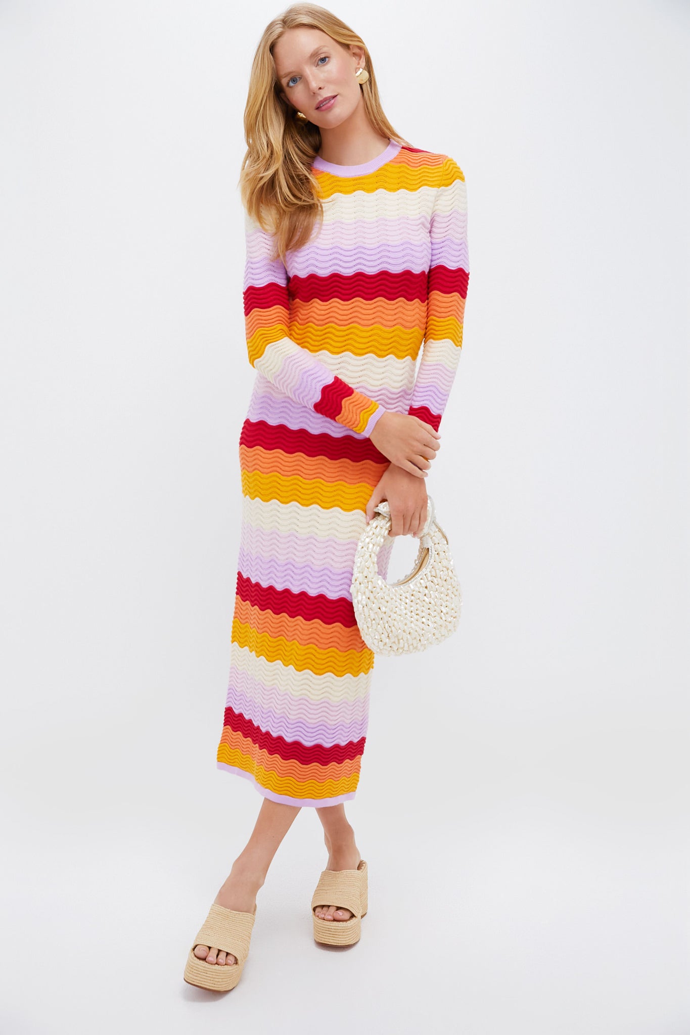 Sunset Stripe Montego Knit Midi Dress-Beilave