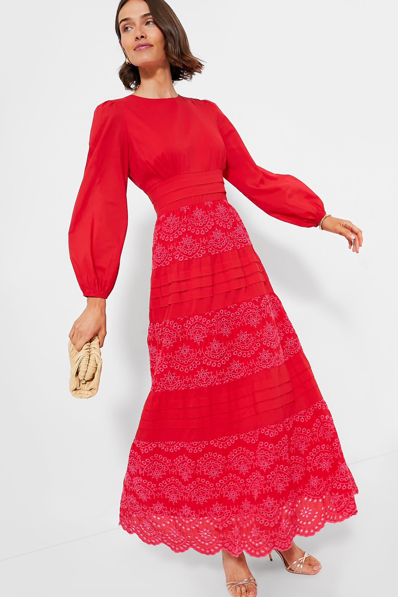 Red Eyelet Lola Maxi Dress-Beilave