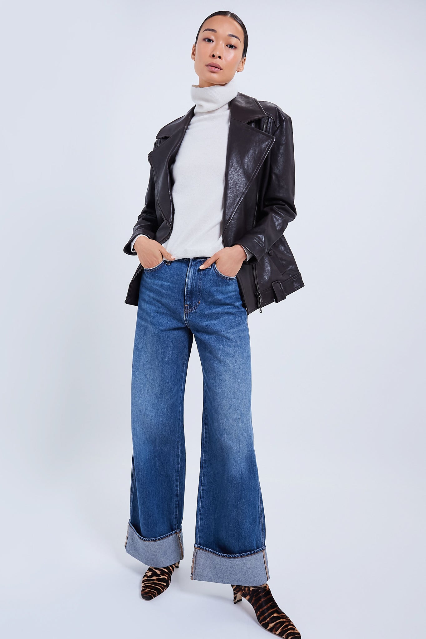 Rebel Stone Taylor Cuffed High Rise Wide Leg-Beilave