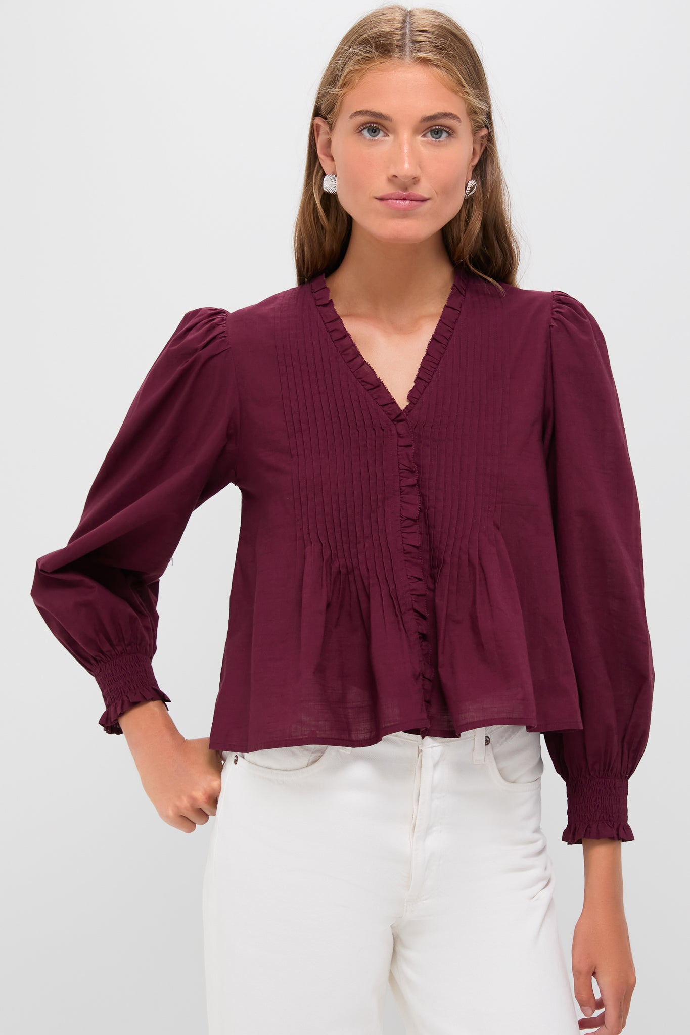 Exclusive Burgundy Anise Long Sleeve Top-Beilave
