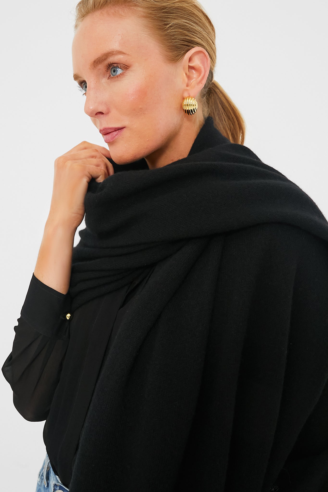 Noir Cashmere Blanket Scarf-Beilave