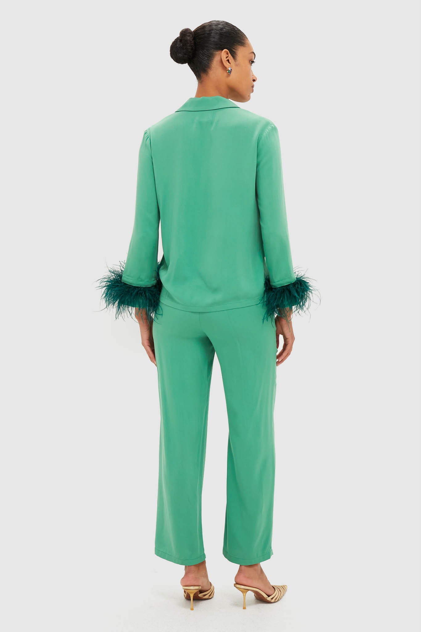 Green Bow Pajama Set with Detachable Feathers-Beilave