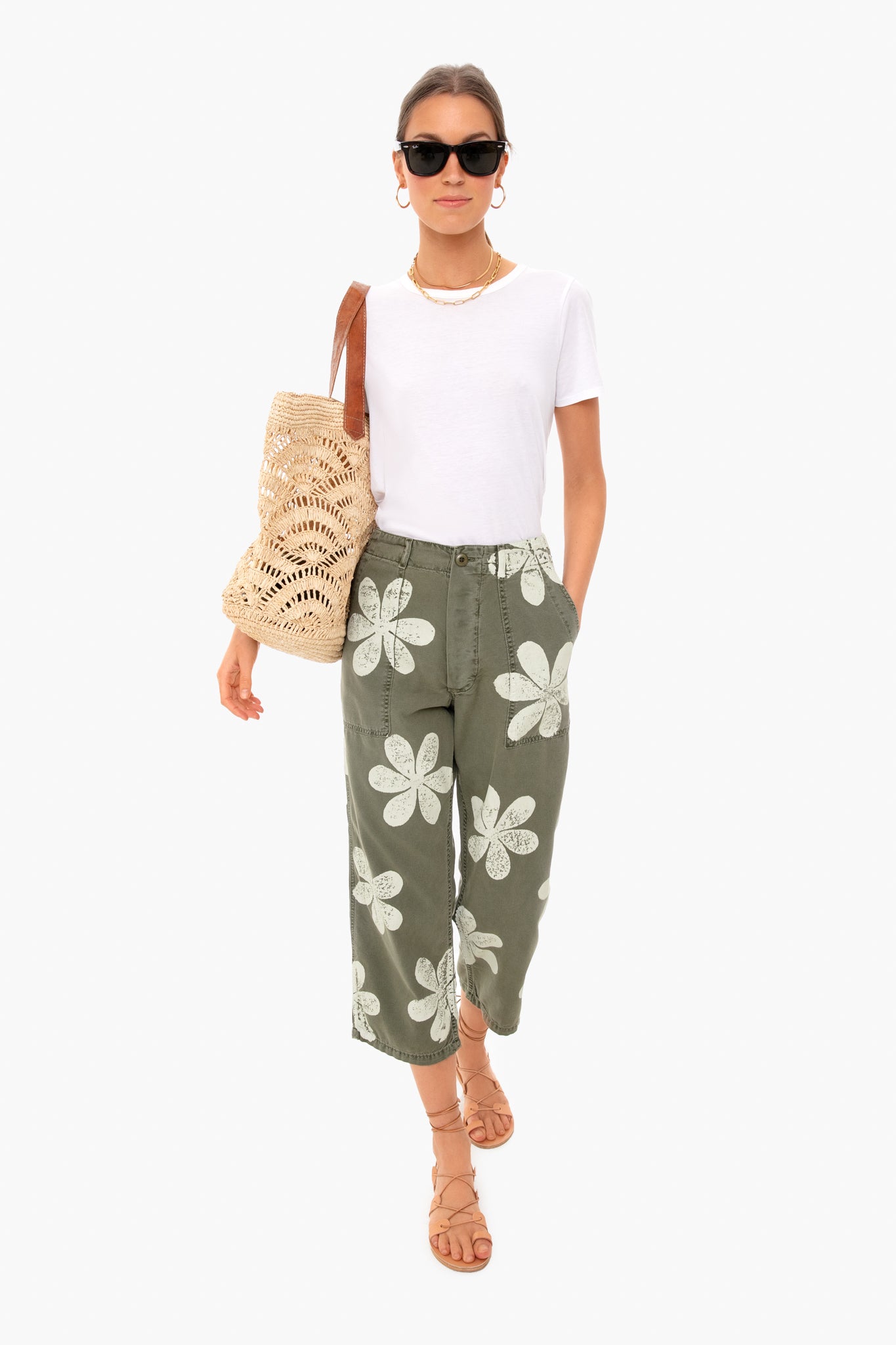 Daisy Stamp Vintage Army Pant-Beilave