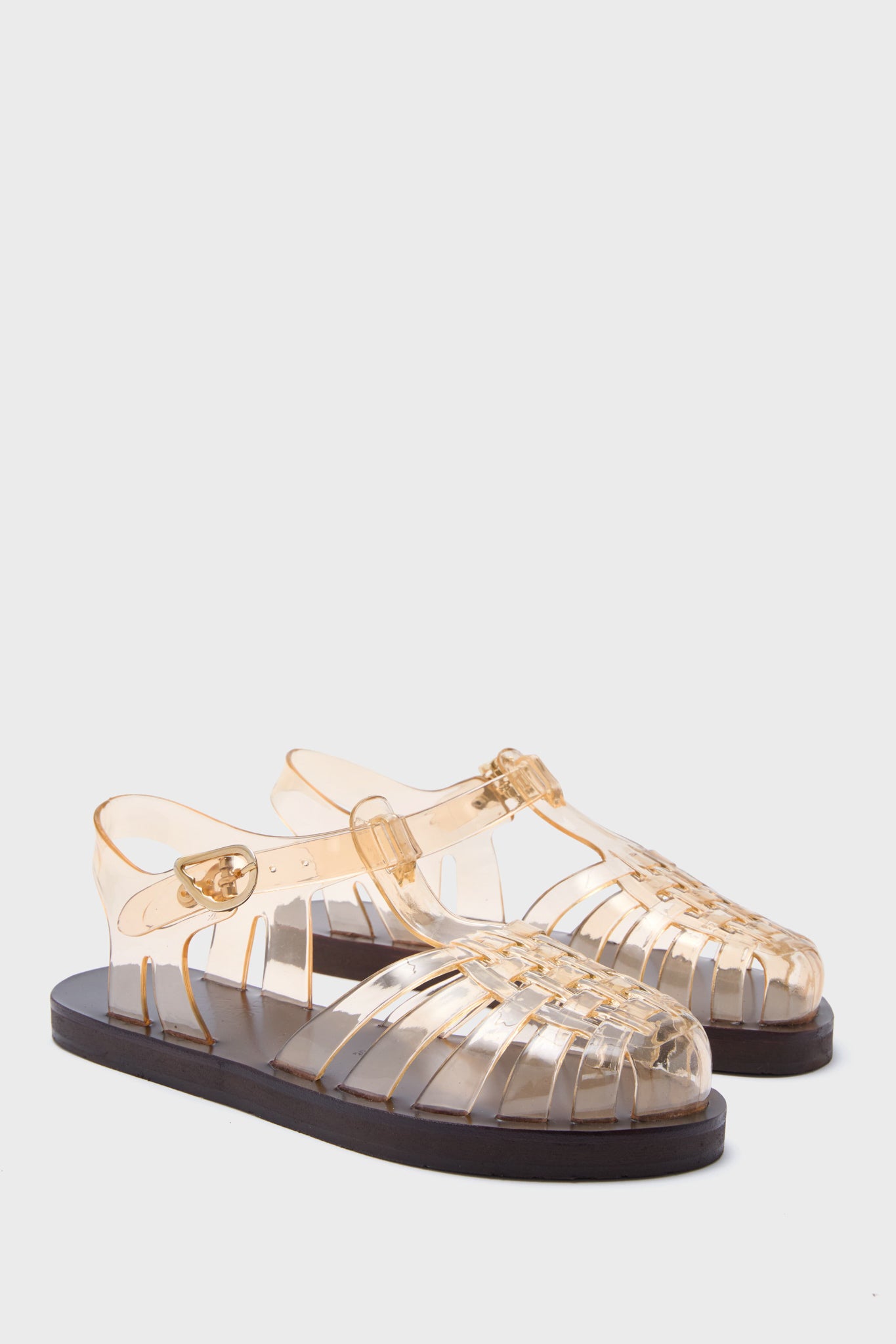 Clear Caramel Homeria Jelly Sandals-Beilave