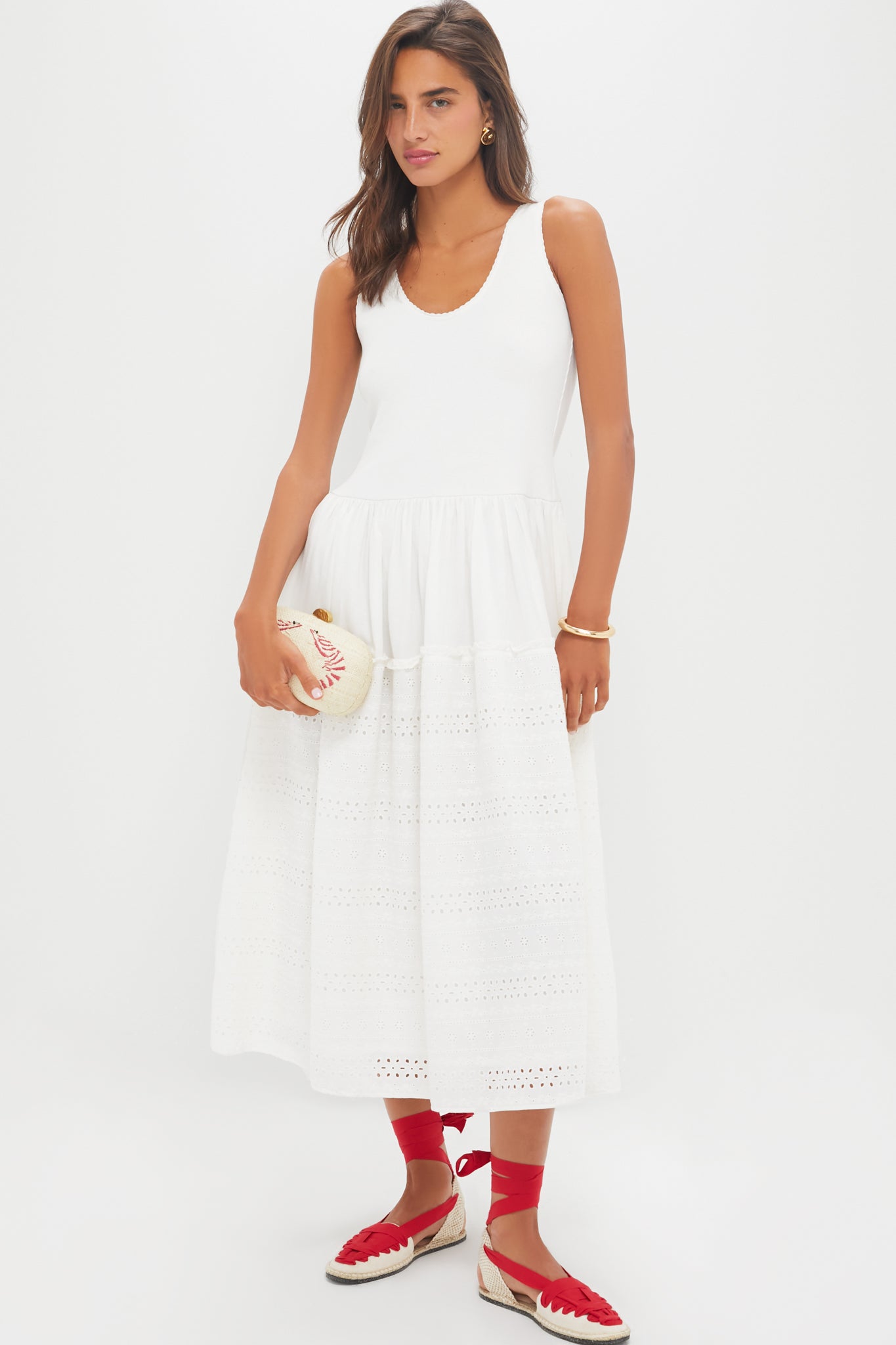 Red Lace-Up Natural Canvas Wilson Espadrilles-Beilave