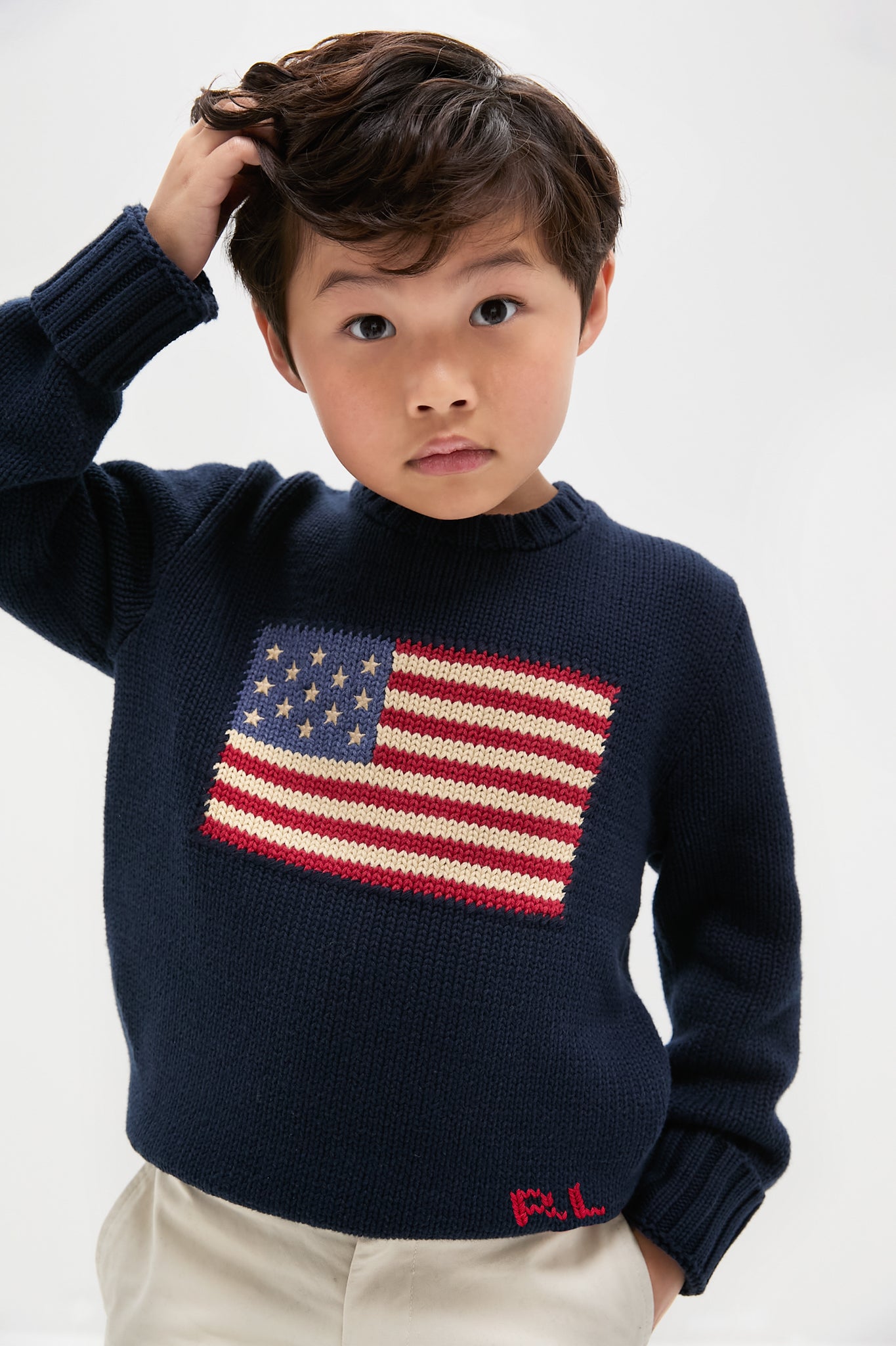 Flag Cotton Crewneck Sweater-Beilave