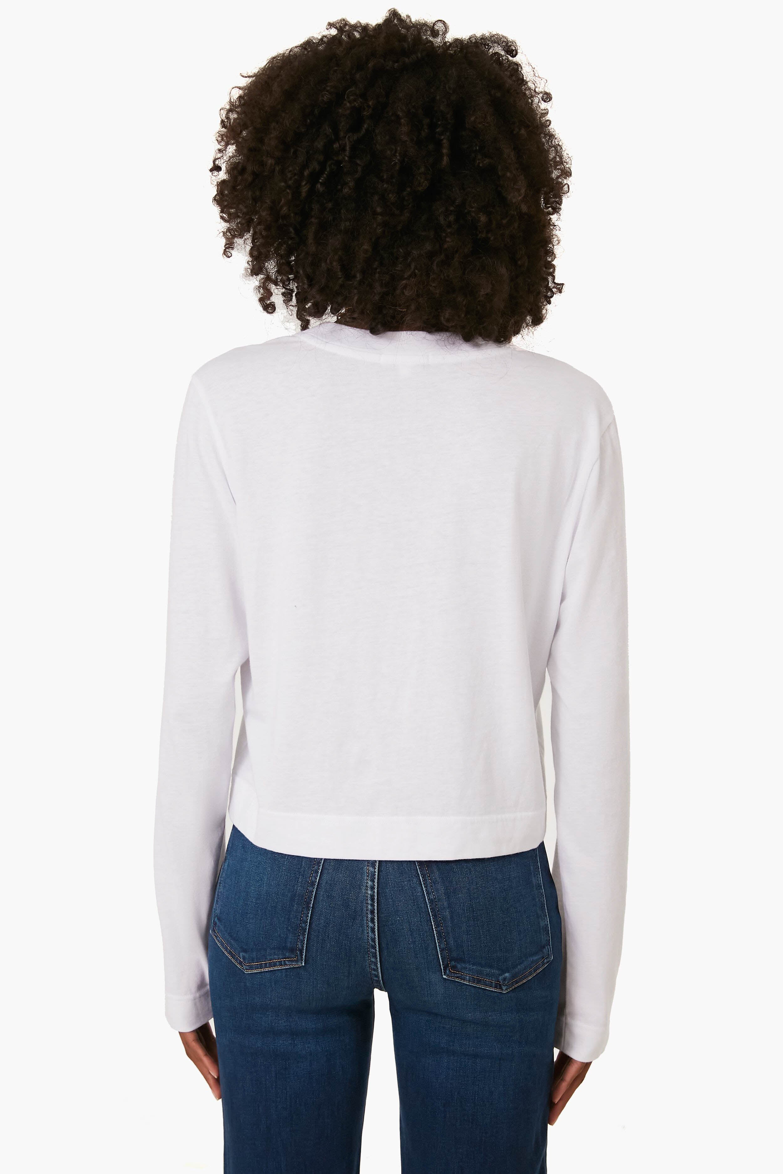 White Lupita Crop Long Sleeve Shirt-Beilave