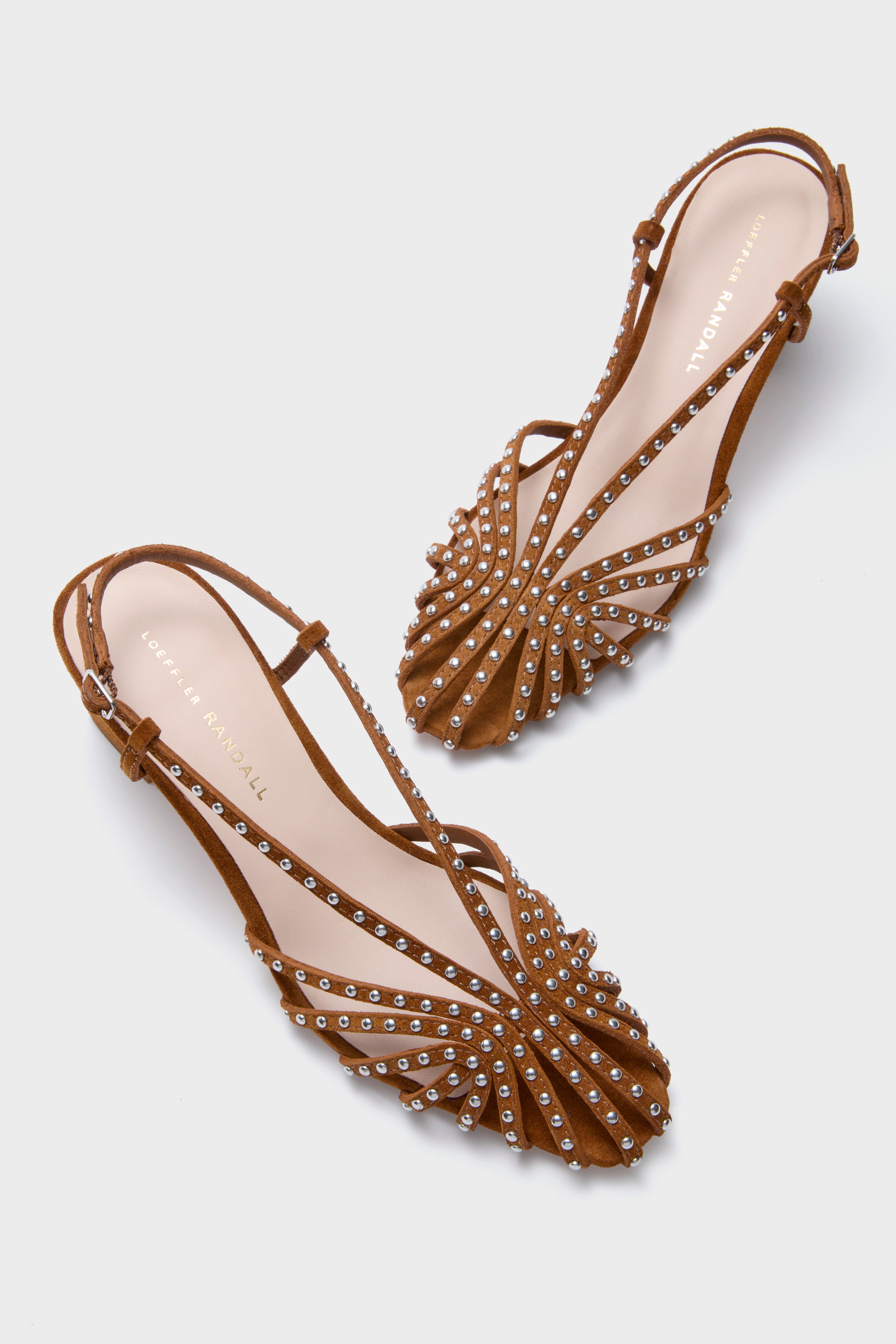 Cacao Suede Studded Priscilla Heels-Beilave